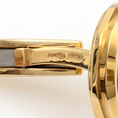27118031a - Paar Manschettenknöpfe ´Bvlgari octo´ mit Onyxen, RG 750/000, Gesamtgew. 20.3g, orig. ...