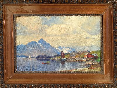 27118055k - Georg Michael Meinzolt, 1863-1948 Hamburg, ´Bei Tromsoe, Norwegen´ so auf altem Etikett ...