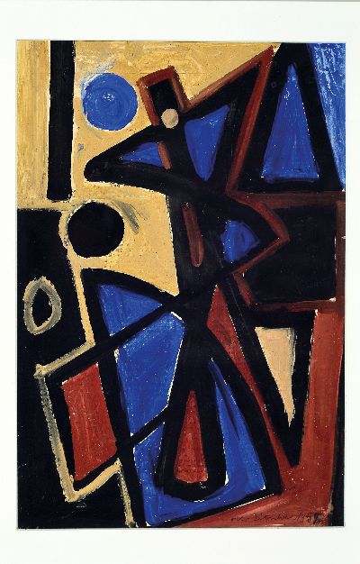 Image Otto Ditscher, 1903-1987 Neuhofen, abstract composition in blue and brown tones, signed ...