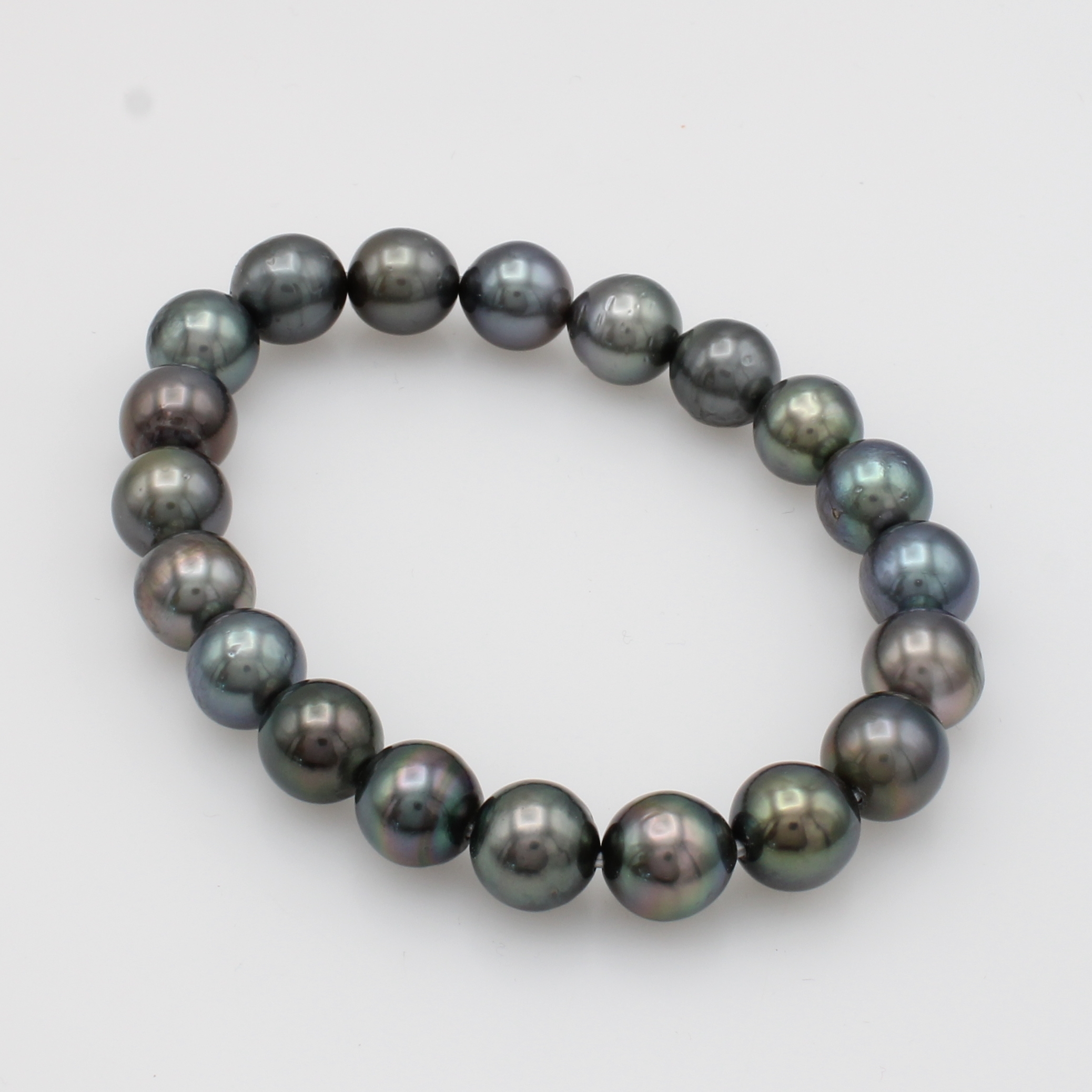 Image 27118267 - Flexibles Armband mit Tahitizuchtperlen, barocke Perlen v. grünl. irisierendem Lüster, ...