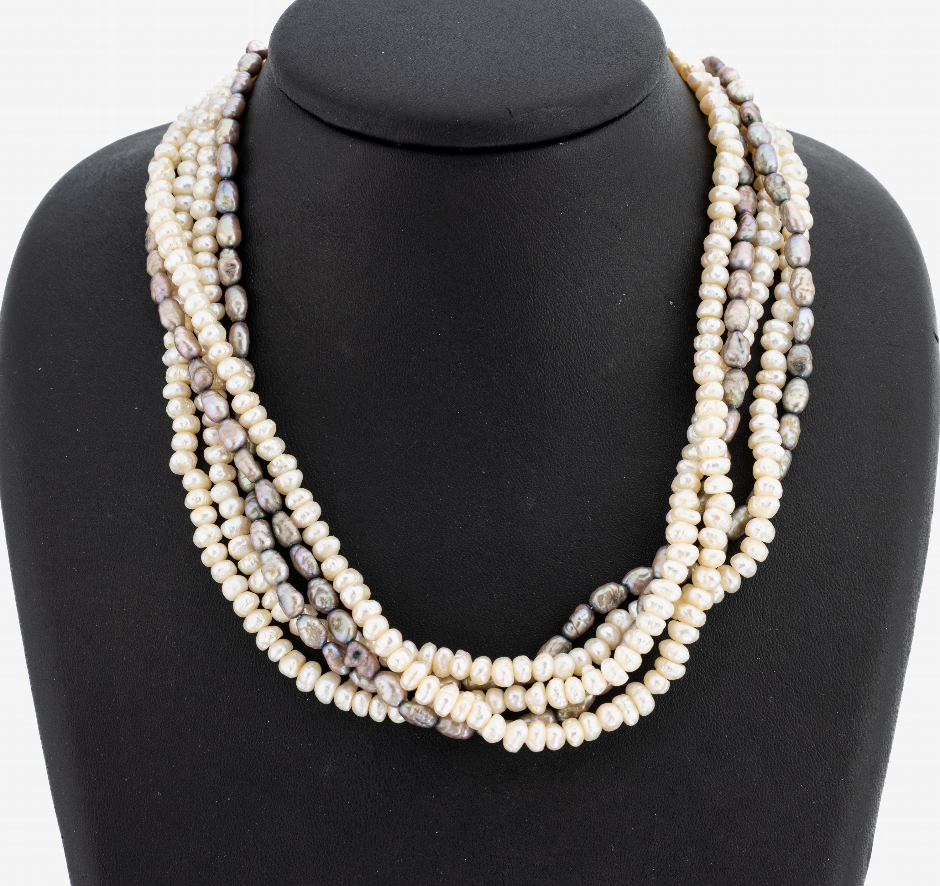 Image 27118291 - Perl-Collier mit 14 kt Gold Schließe, GG 585/000, 5-rhg. barocke ...