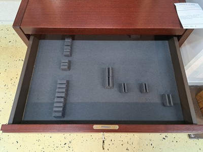 27118264j - Large cutlery tray, probably Robbe & Berking, wood and plastic, 5 drawers with 5 keys, ...