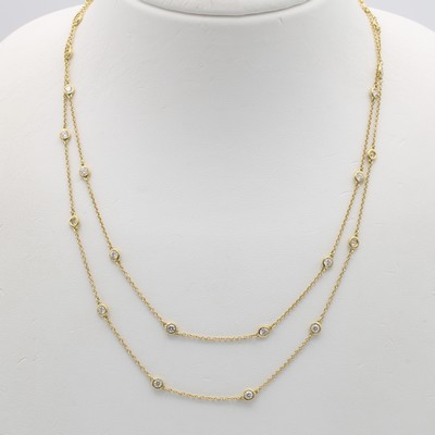 27118279a - Langes Collier mit Brillanten, GG 750/000, Brill. in Kette integriert zus. ca. 1.92 ct ...