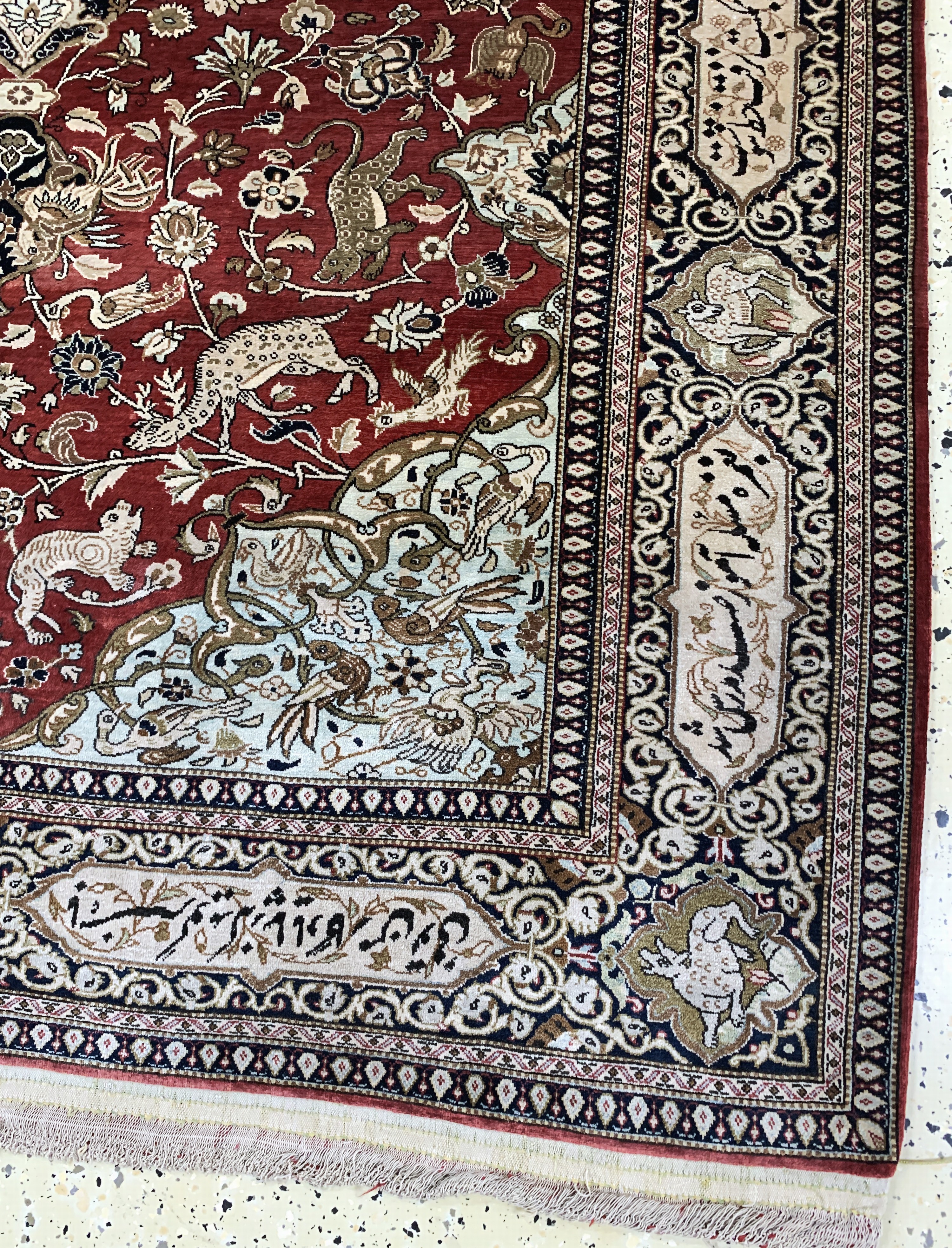 Detail a: Ghom Seide alt, Persien, Mitte 20.Jhd, reine Naturseide, ca. 210 x 136 cm, EHZ: 2