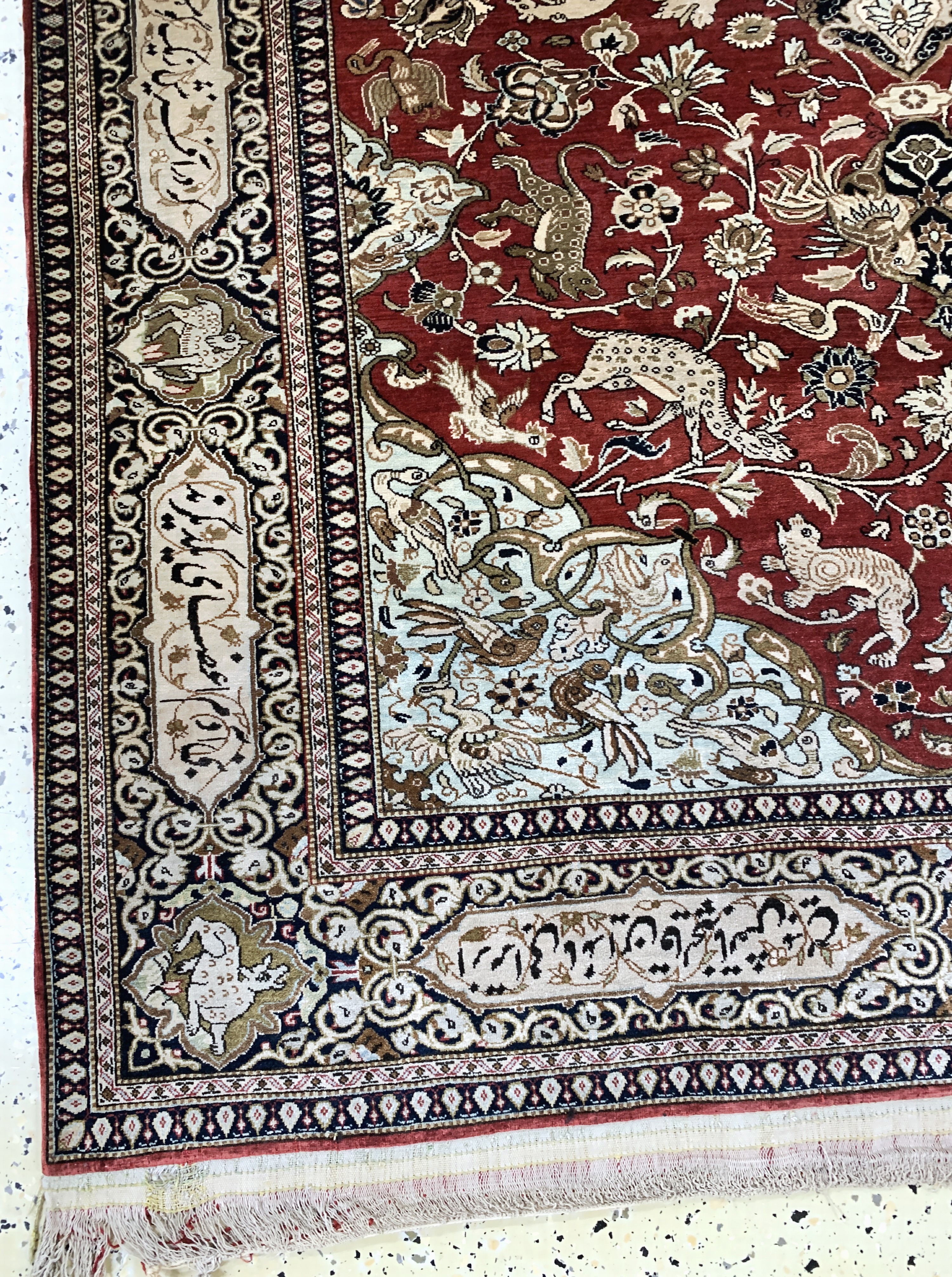 Detail b: Ghom Seide alt, Persien, Mitte 20.Jhd, reine Naturseide, ca. 210 x 136 cm, EHZ: 2