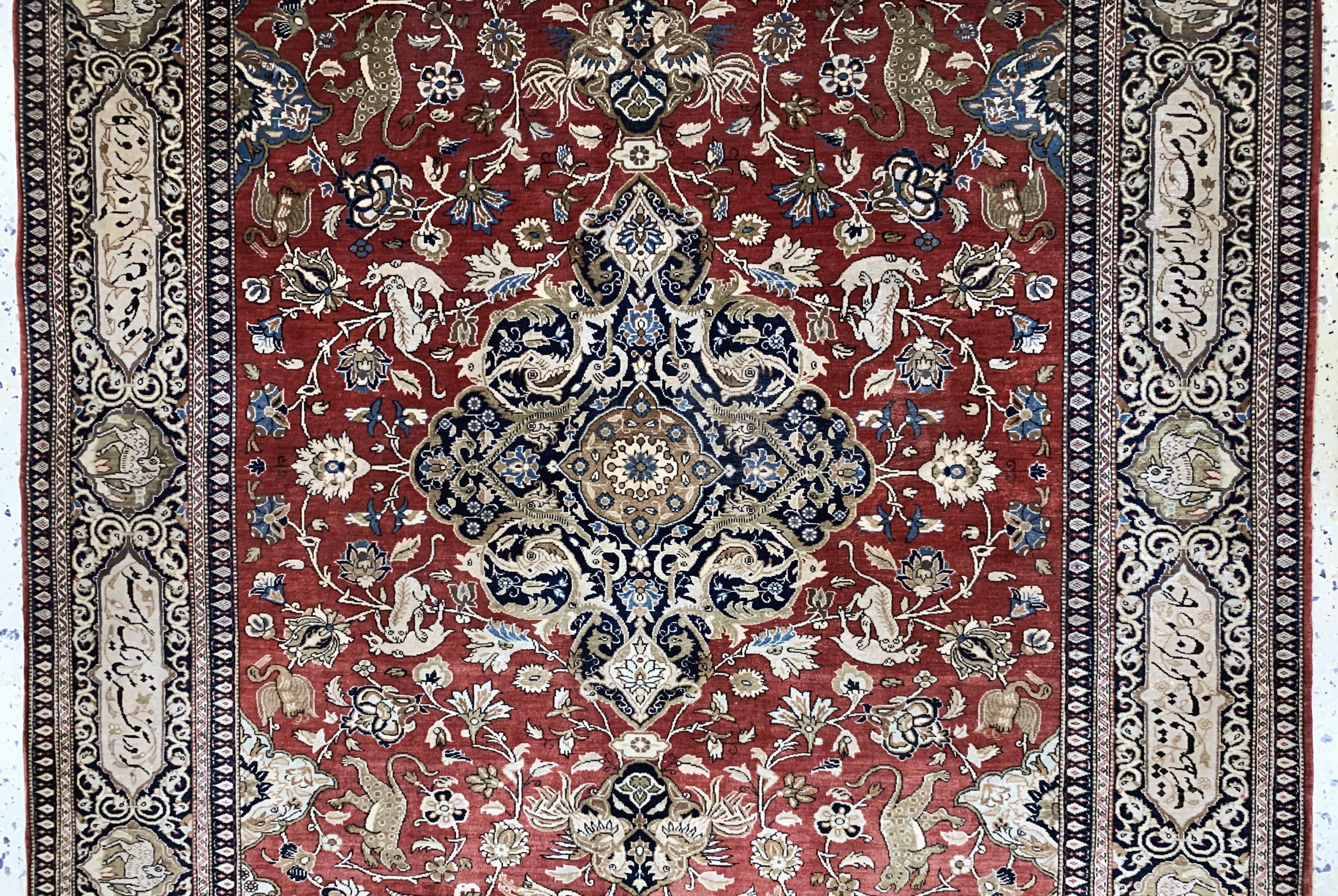 Detail d: Ghom Seide alt, Persien, Mitte 20.Jhd, reine Naturseide, ca. 210 x 136 cm, EHZ: 2
