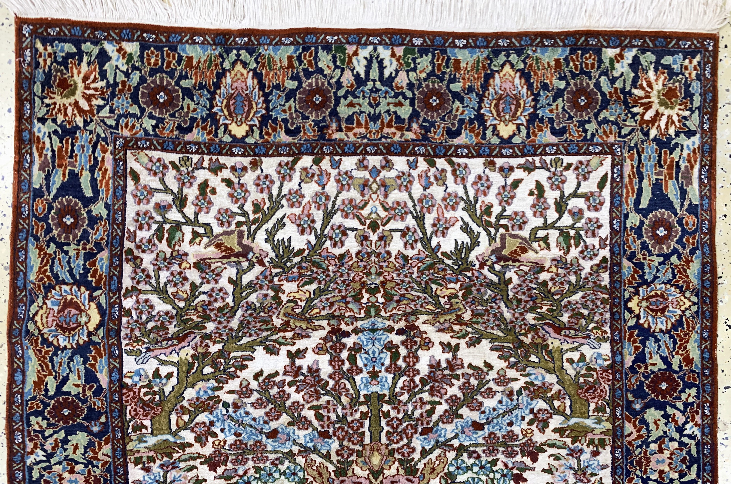 Detail a: Lahor"Seidengrund"fein, Pakistan, Ende 20.Jhd, Korkwolle mit Seide, ca. 180 x 125 cm,EHZ: 2