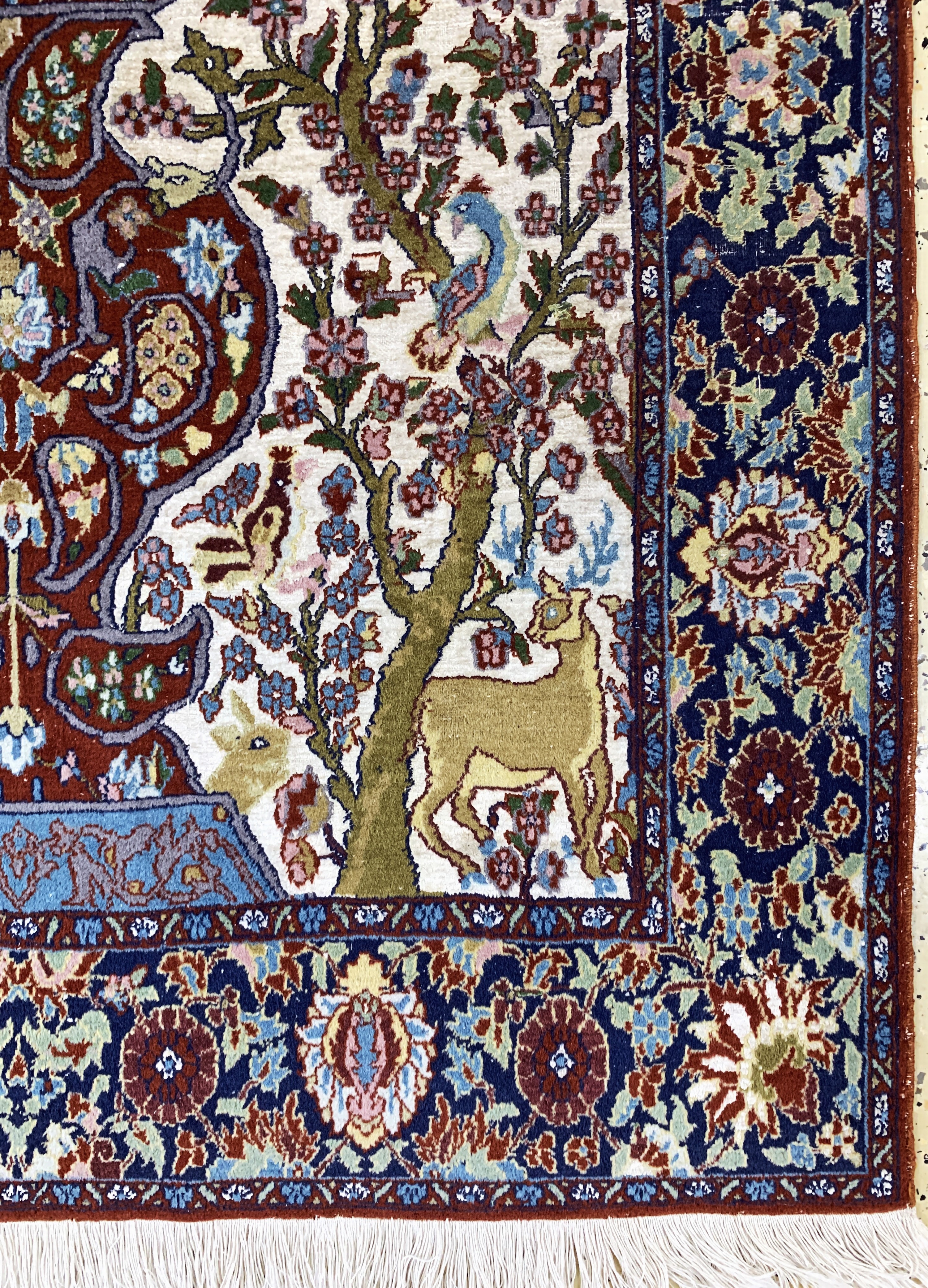 Detail b: Lahor"Seidengrund"fein, Pakistan, Ende 20.Jhd, Korkwolle mit Seide, ca. 180 x 125 cm,EHZ: 2