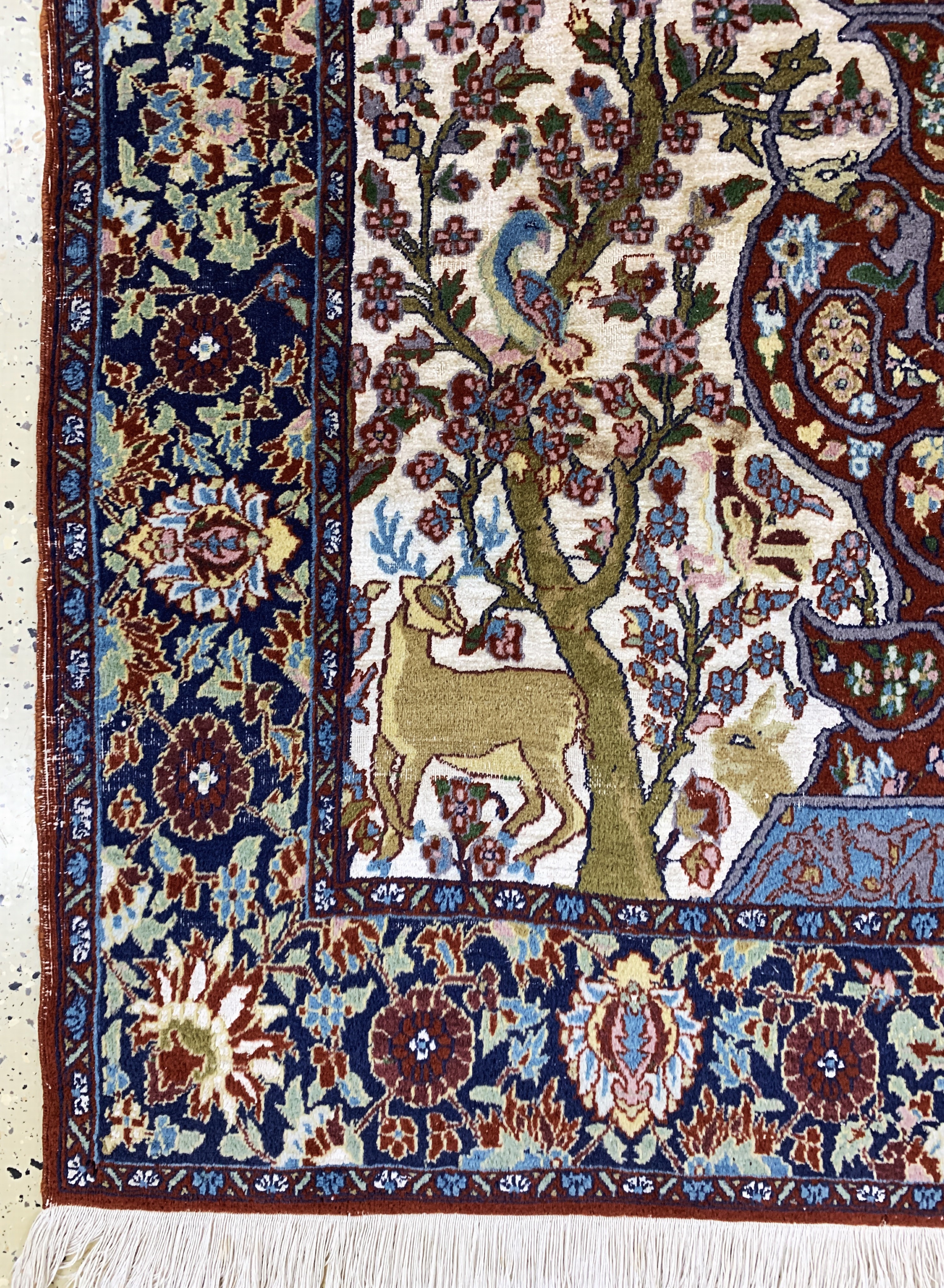 Detail c: Lahor"Seidengrund"fein, Pakistan, Ende 20.Jhd, Korkwolle mit Seide, ca. 180 x 125 cm,EHZ: 2