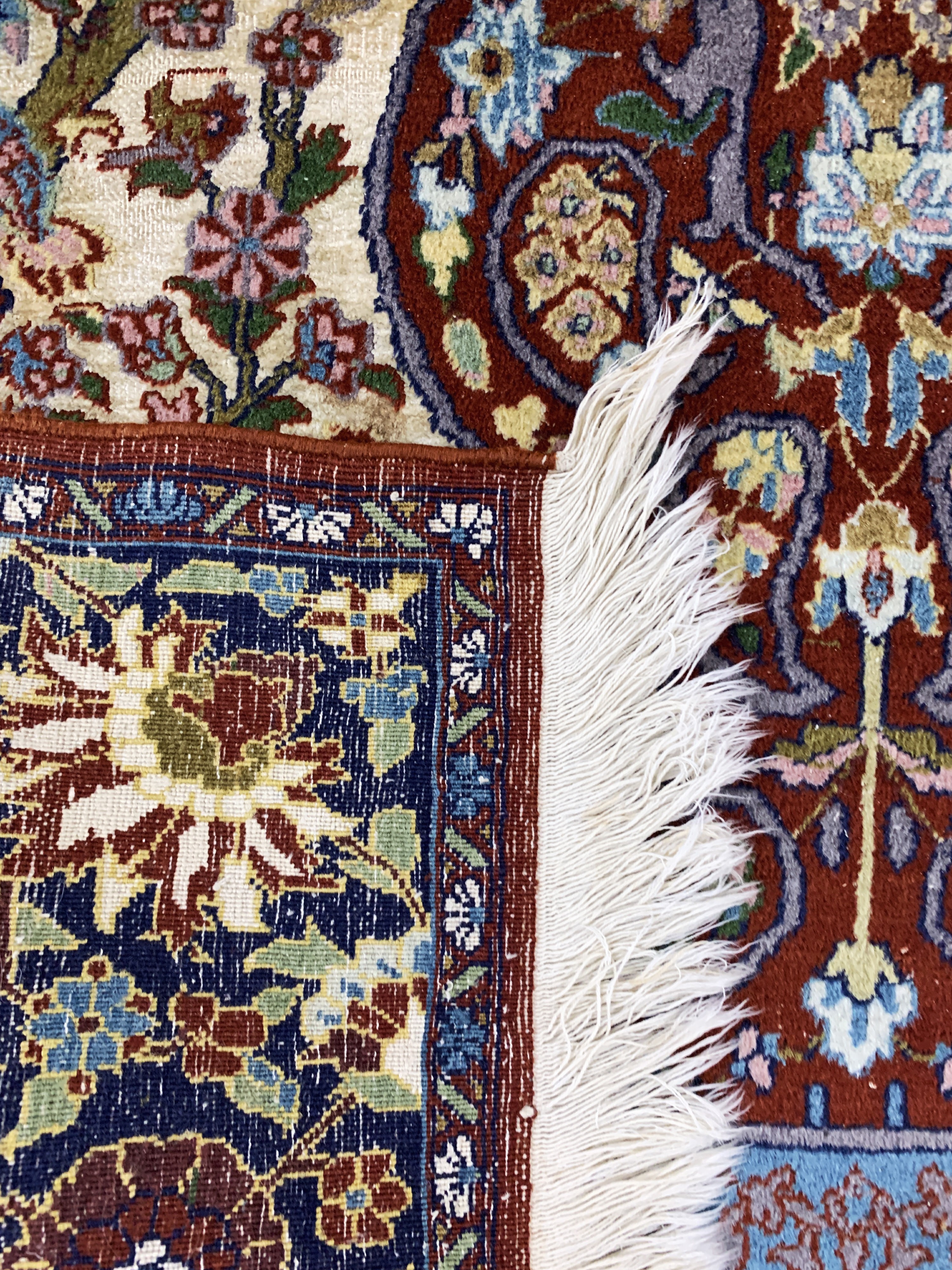 Detail e: Lahor"Seidengrund"fein, Pakistan, Ende 20.Jhd, Korkwolle mit Seide, ca. 180 x 125 cm,EHZ: 2