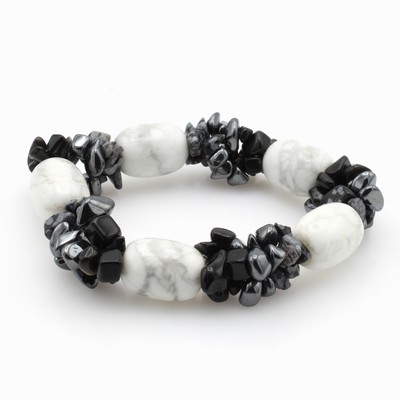 Image Flexibles Armband mit Schneeflockenobsidianen und Howlithen