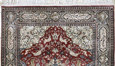 27118320c - Ghom Seide alt, Persien, Mitte 20.Jhd, reine Naturseide, ca. 210 x 136 cm, EHZ: 2 ...