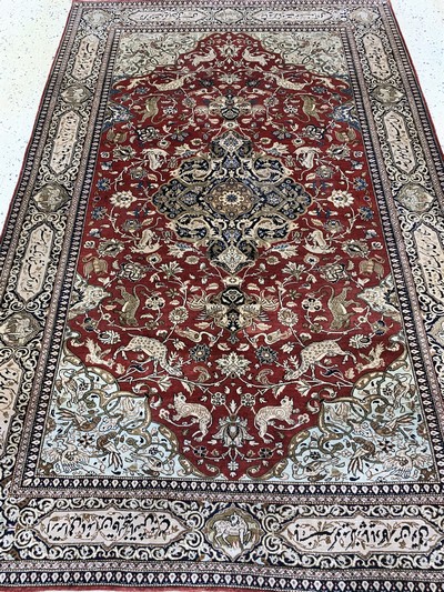 27118320e - Ghom Seide alt, Persien, Mitte 20.Jhd, reine Naturseide, ca. 210 x 136 cm, EHZ: 2 ...