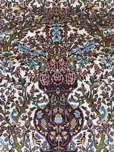 27118322d - Lahor´Seidengrund´fein, Pakistan, Ende 20.Jhd, Korkwolle mit Seide, ca. 180 x 125 ...
