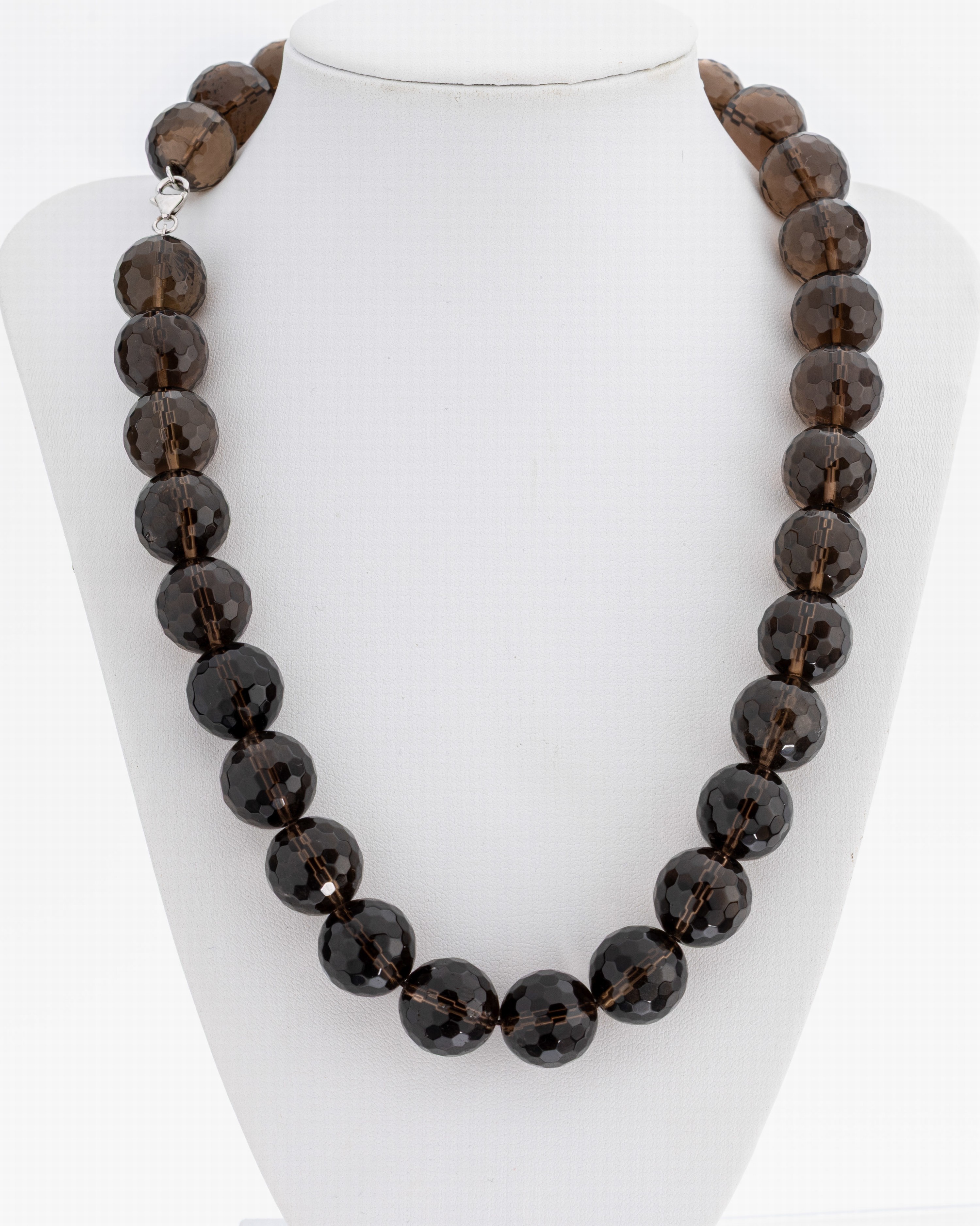 Image 27118452 - Rauchquarz-Collier, Karabinerschließe 925er Silber, facett. Rauchquarzkugeln, D ca. ...