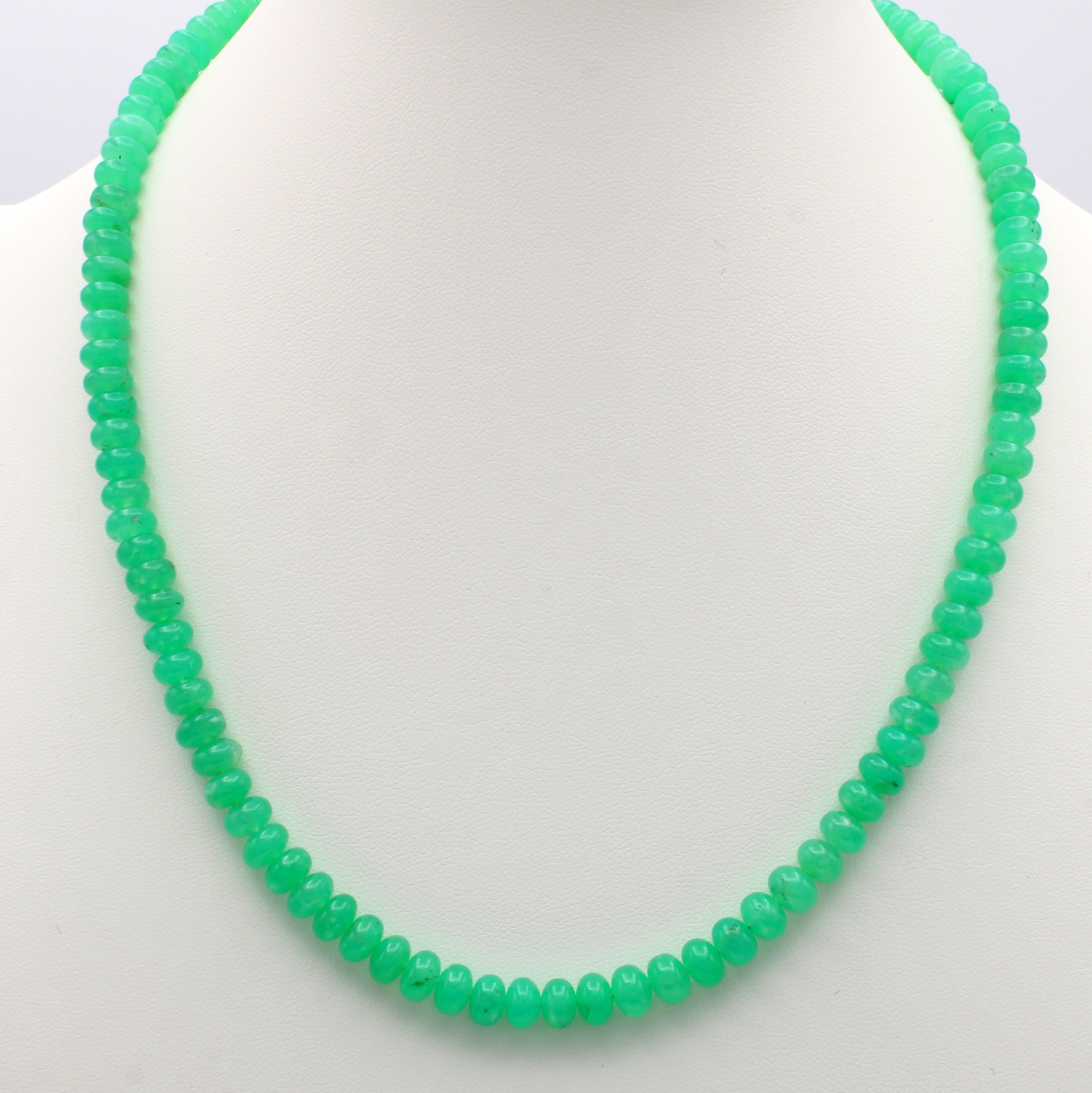 Image 27118496 - Kette mit Chrysoprasen, Karabinerschl., Chrysoprasrondelle, D. ca. 7 mm, L. ca. 48 cm ...