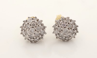 27118458b - Paar 14 kt Gold Brillant-Ohrstecker, GG/WG 585/000, Brillanten zus. ca. 1.0 ct ...