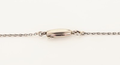 27118468d - Platin Jugendstil Perl-Diamant-Collier, wohl deutsch, um 1900, Pt gepr., 2 Naturperlen, ...