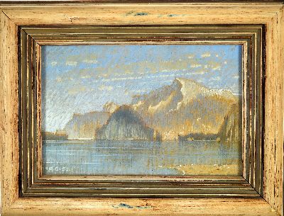 27118487k - Edmund Steppes, 1873 Burghausen-1968 Deggendorf, Blick auf des Ufer des Mondsees bei ...