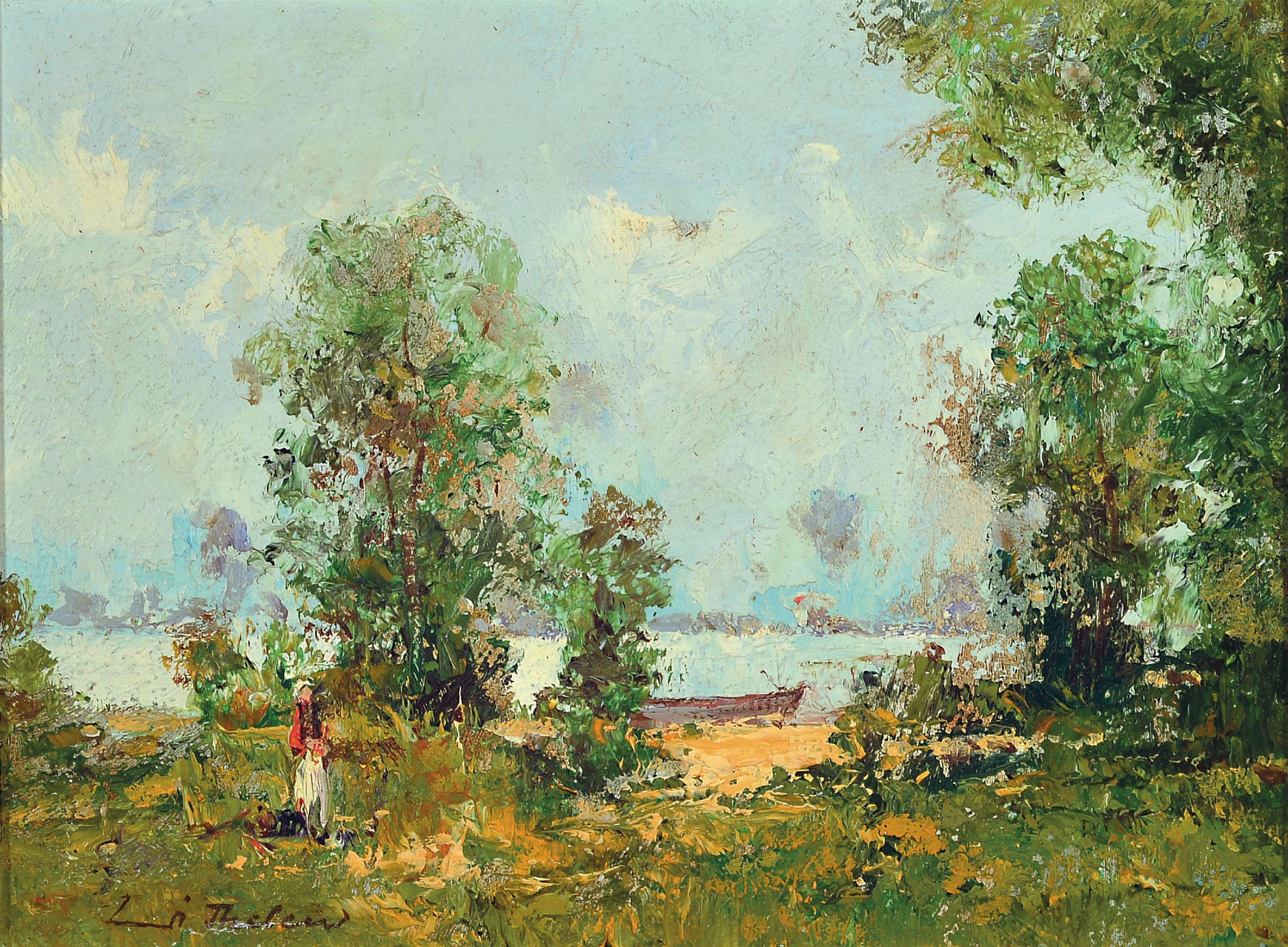 Image 27118555 - Wilhelm Thelen, 1917 Oberhausen-1985 Düsseldorf, Spaziergängerin am Niederrhein, ...