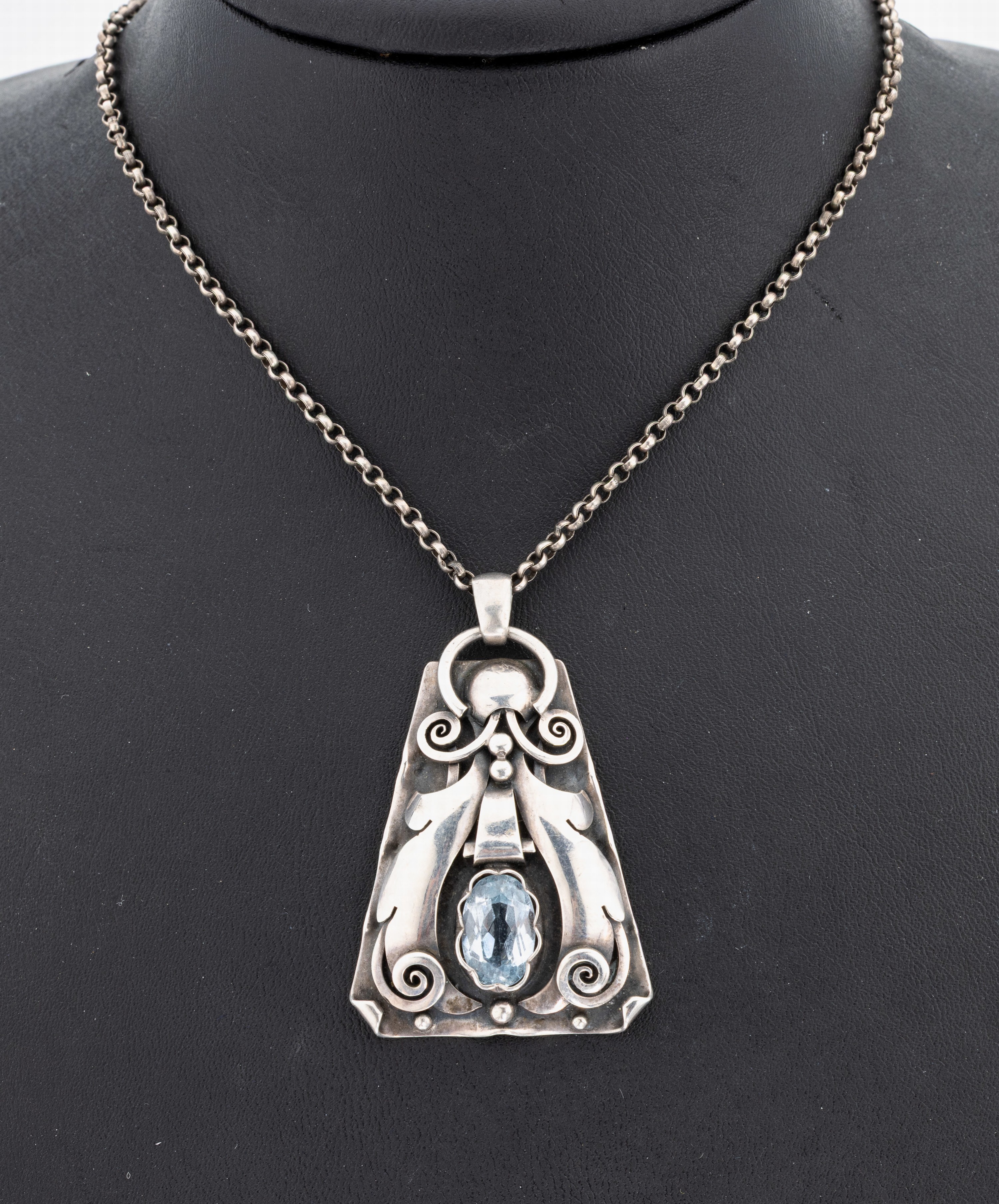 Image 27118565 - Art Nouveau pendant, approx. 1910 , silver 835, styl. bell shape, abstract floral ...