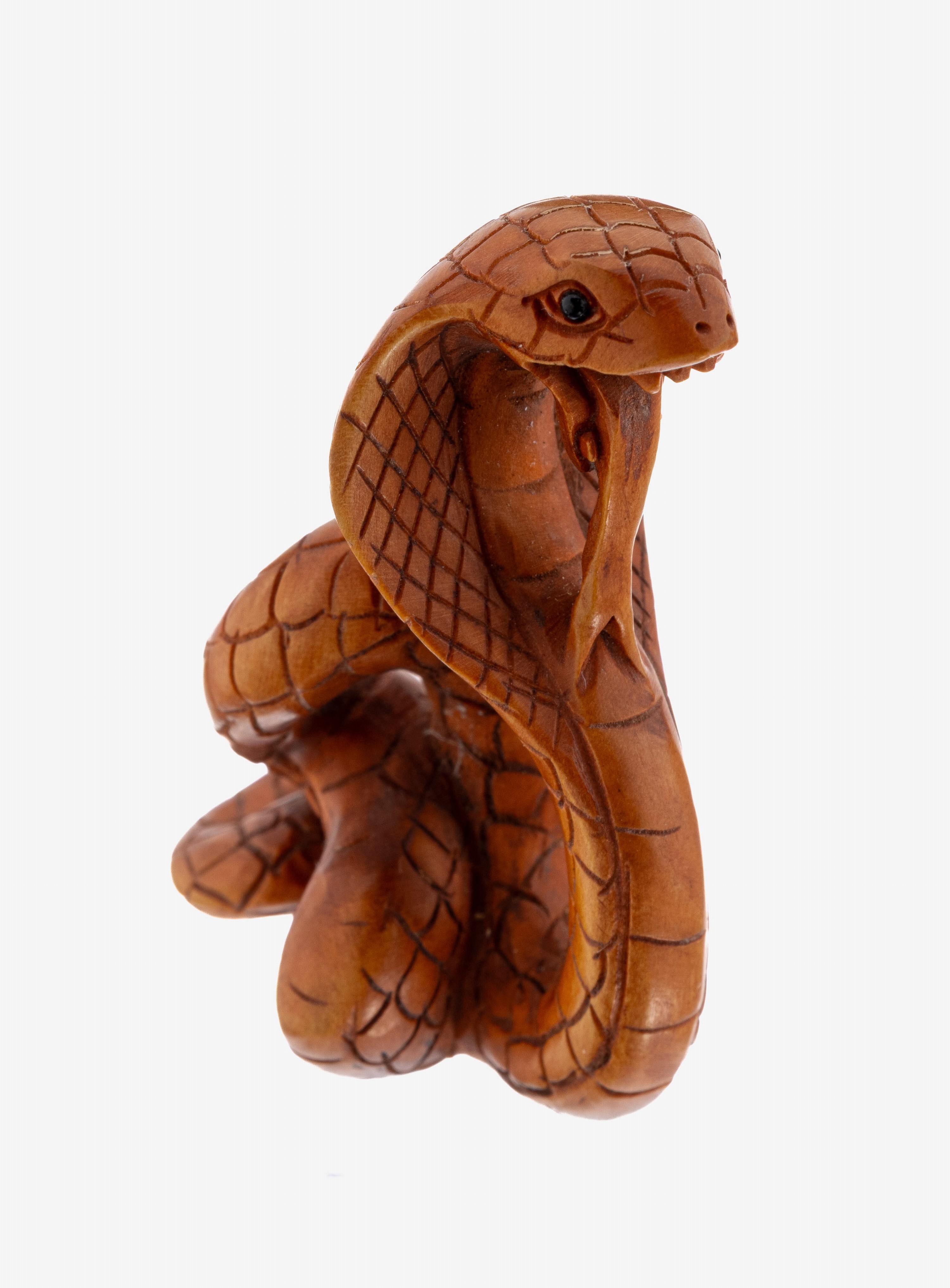 Image 27118568 - Netsuke, Japan, Mitte-Ende 20. Jhd., Buchsbaum, Darstellung einer aufgerichteten Kobra, ...