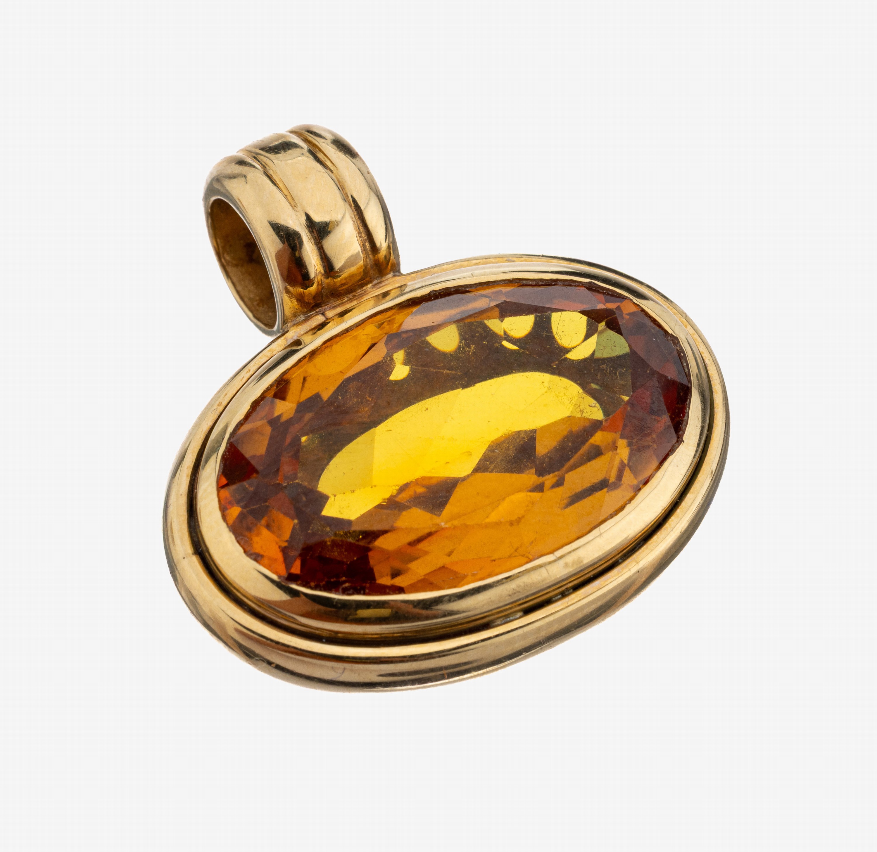 Image 27118584 - 14 kt Gold Farbstein-Anhänger, GG 585/000, qualitätvolle Verarbeitung, ovalfacett. ...