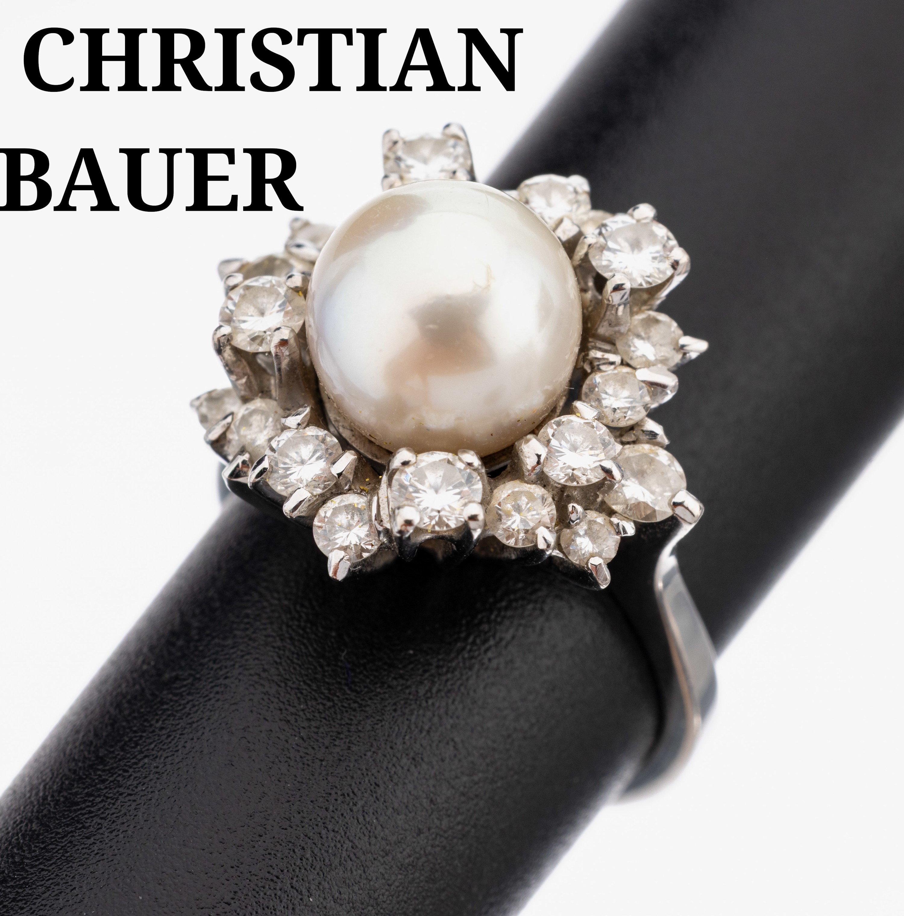 Image 27118588 - 18 kt Gold CHRISTIAN BAUER Perl-Brillant-Ring, WG 750/000, mittig Zuchtperle, D. ca. 8.6 ...