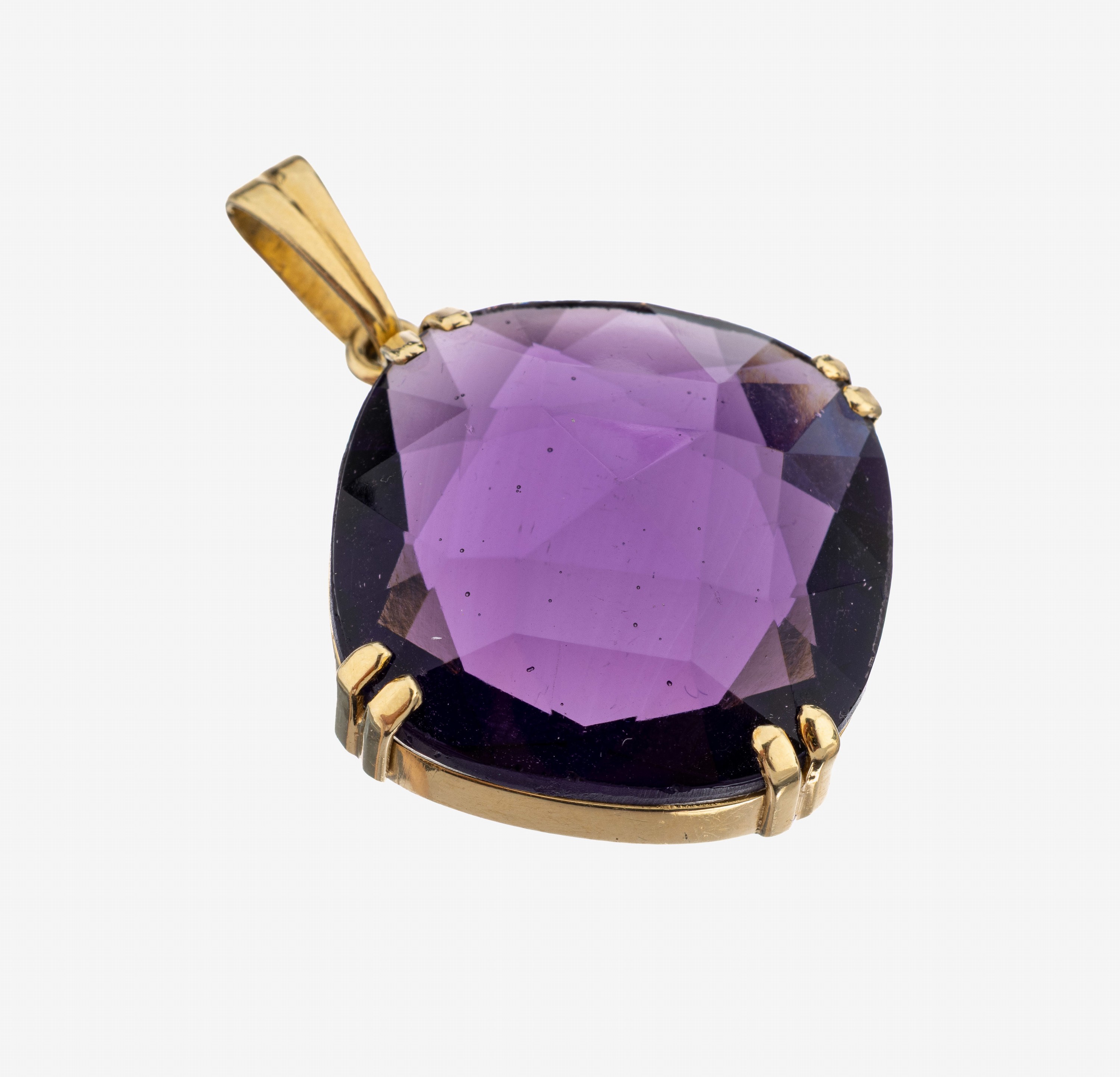 Image 27118593 - 18 kt Gold Amethyst-Anhänger, GG 750/000, schlichtes Design, Amethyst in kissenf. ...
