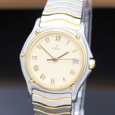 27118554a - EBEL Damenarmbanduhr Classic Wave in Stahl/Gold Referenz 183908, Schweiz um 1993, quarz, ...