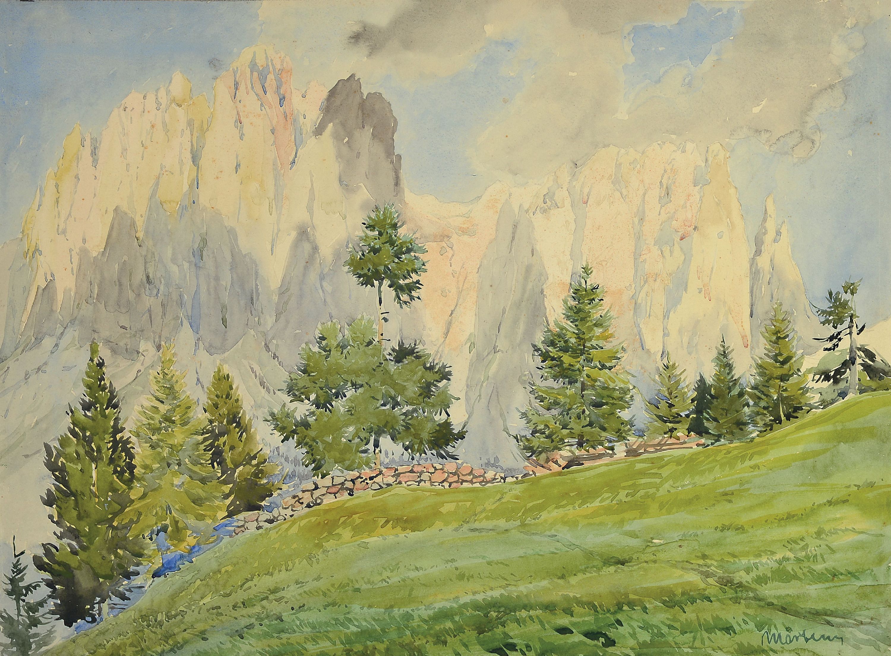 Image 27118609 - Max Märtens, 1887 Braunschweig-1970 Gstadt am Chiemsee, Blick auf eine Hochgebirgswand, ...