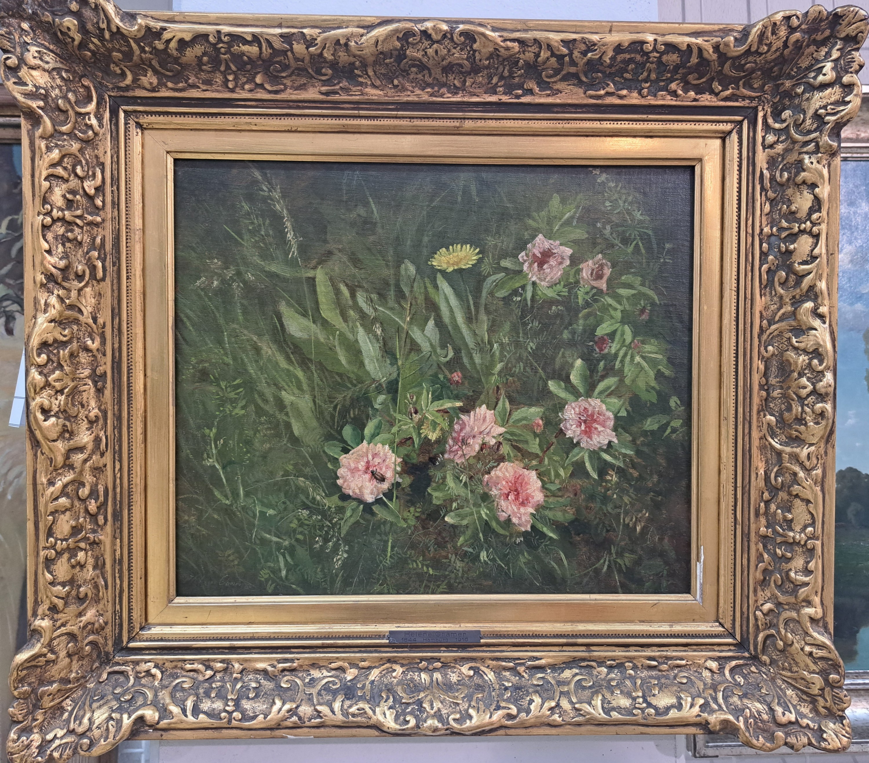 Detail a: Helene Cramer, 1844-1916 Hamburg, Wiesenblumen, Öl/Lwd/Holz, links unten sign., ca. 33x40cm, R. ca. 50x57cm