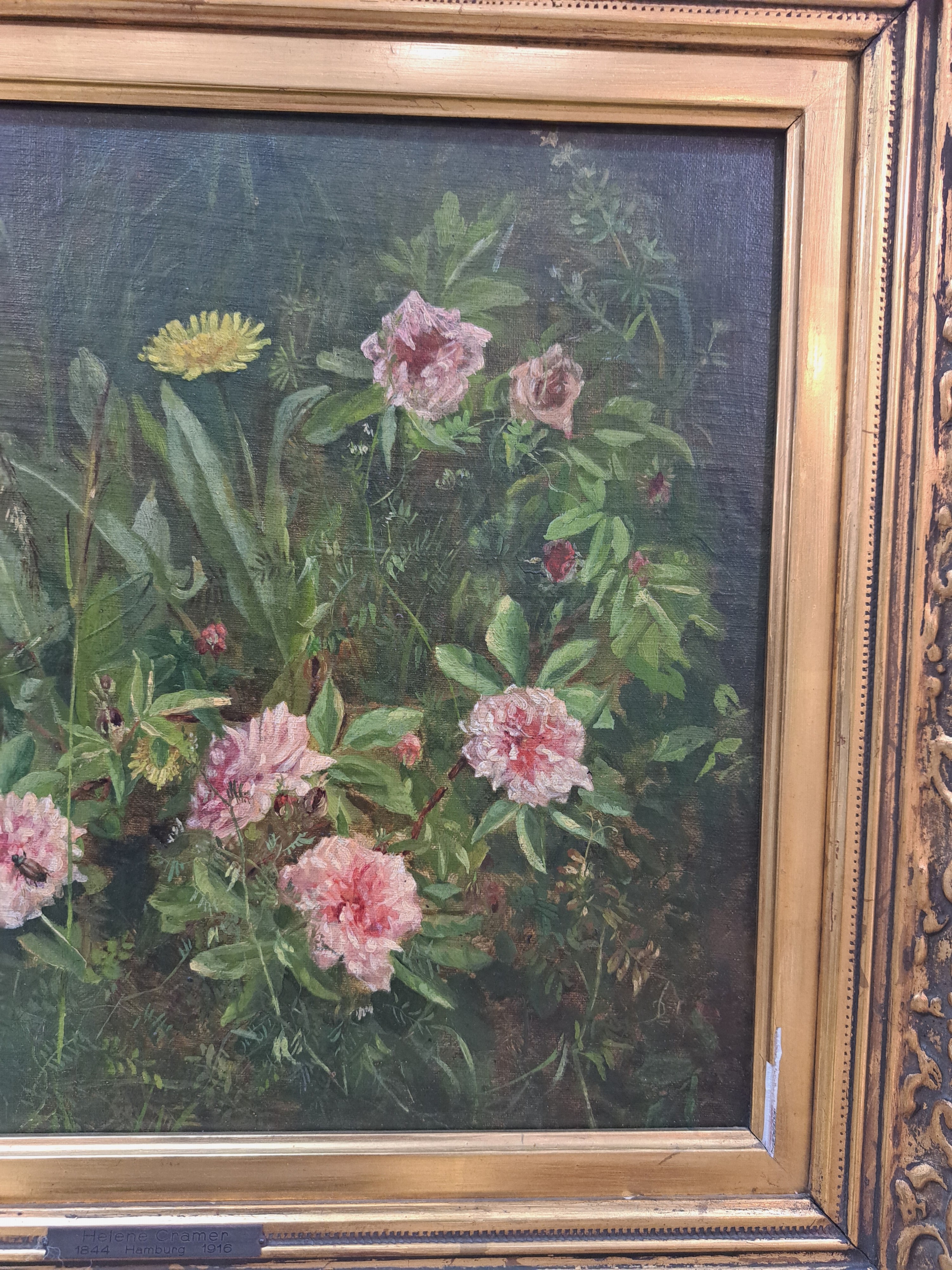 Detail b: Helene Cramer, 1844-1916 Hamburg, Wiesenblumen, Öl/Lwd/Holz, links unten sign., ca. 33x40cm, R. ca. 50x57cm