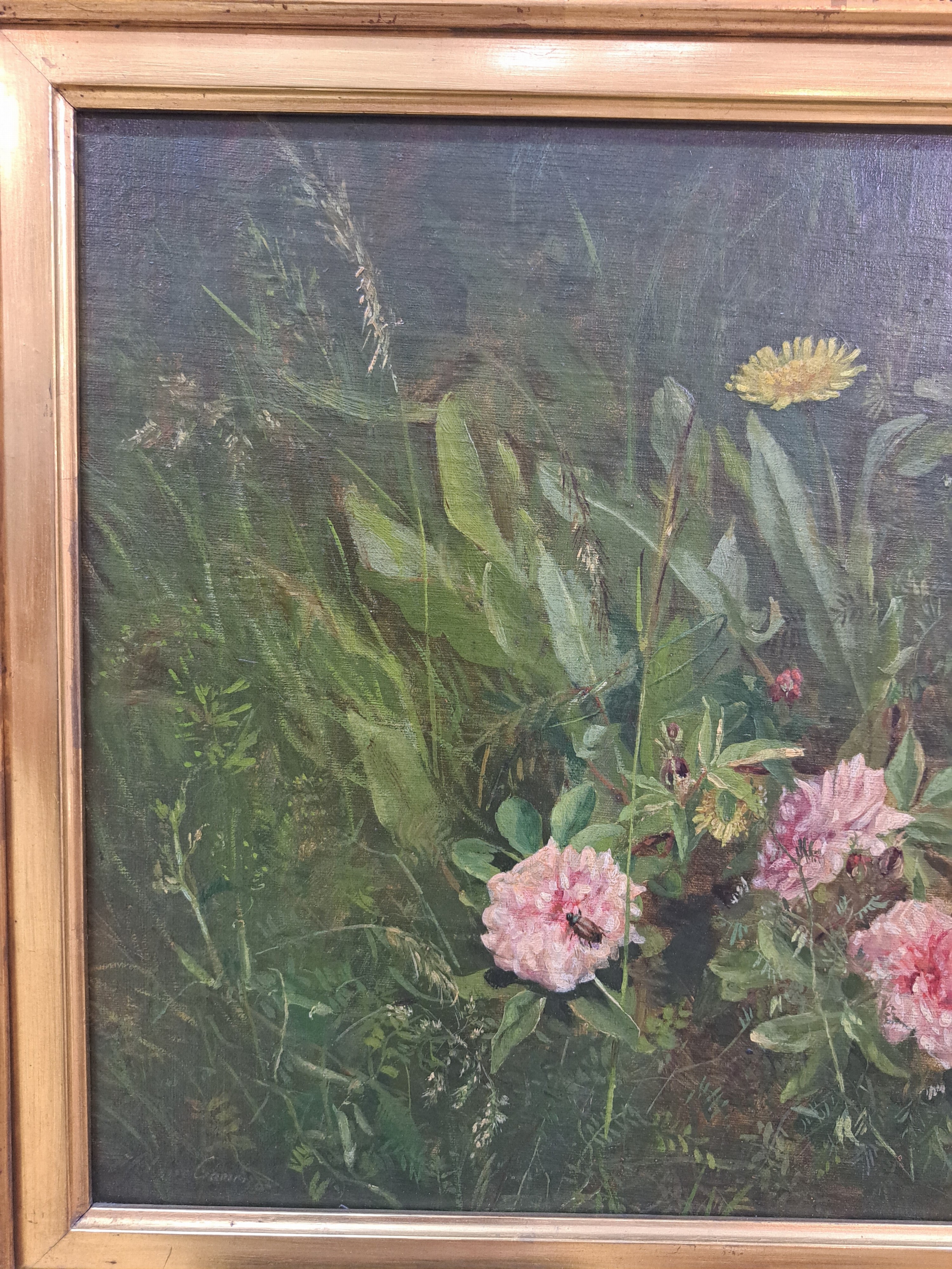 Detail d: Helene Cramer, 1844-1916 Hamburg, Wiesenblumen, Öl/Lwd/Holz, links unten sign., ca. 33x40cm, R. ca. 50x57cm