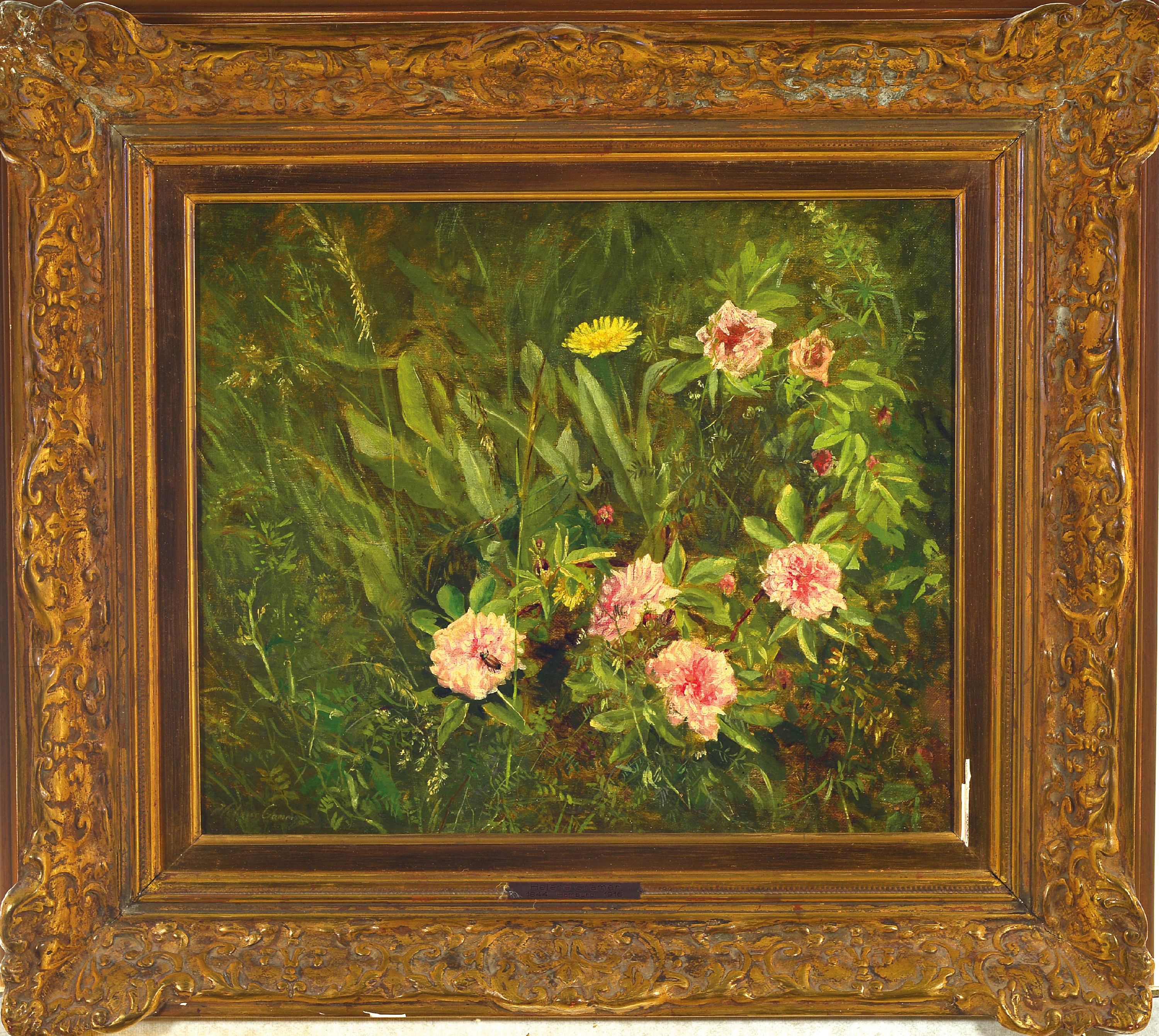 Detail k: Helene Cramer, 1844-1916 Hamburg, Wiesenblumen, Öl/Lwd/Holz, links unten sign., ca. 33x40cm, R. ca. 50x57cm