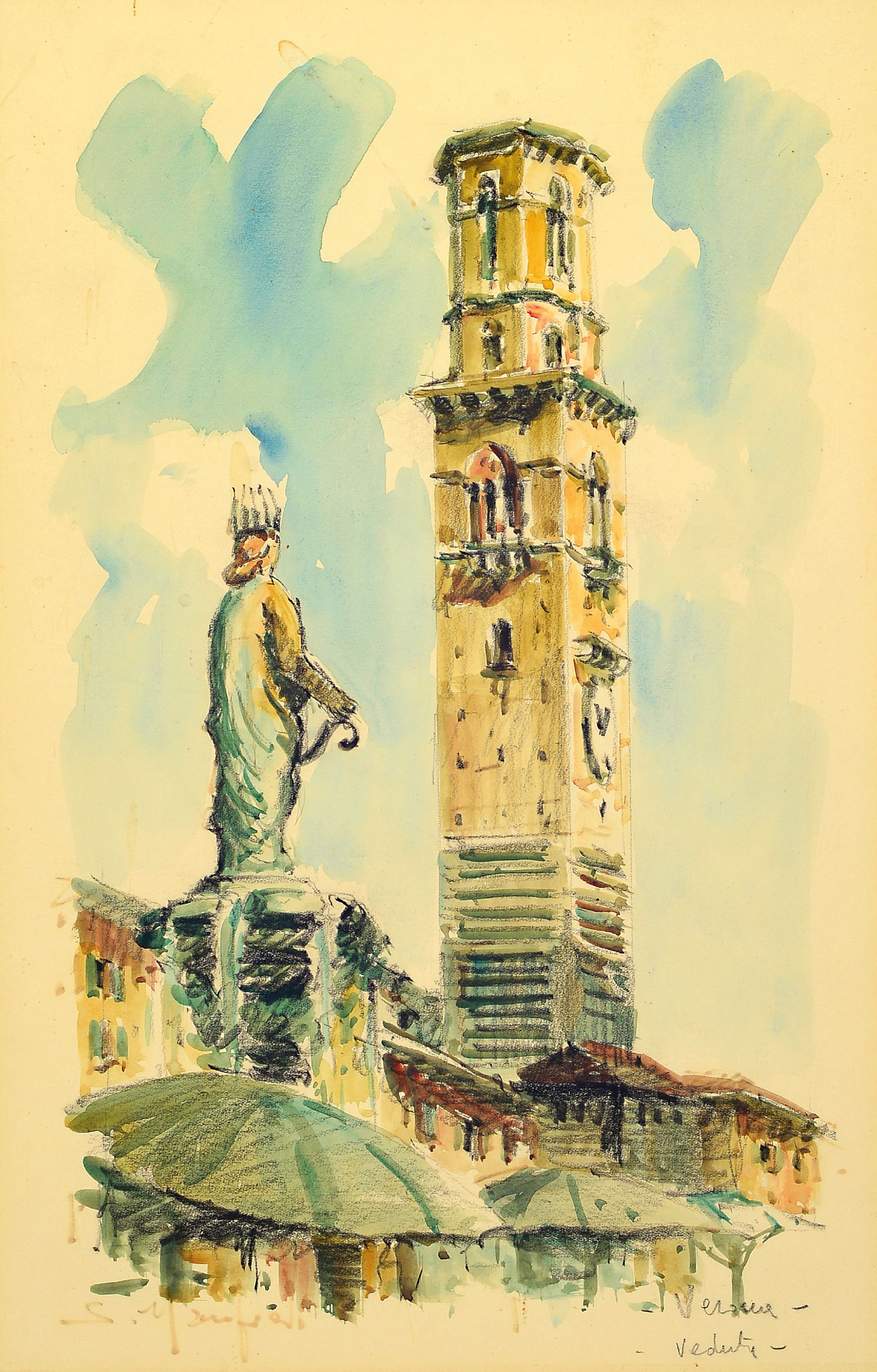 Image 27118641 - Sergio Manfredi, geb. 1932 Turin, 3 aquarellierte Lithographien, alle handsign.:Verona, ...