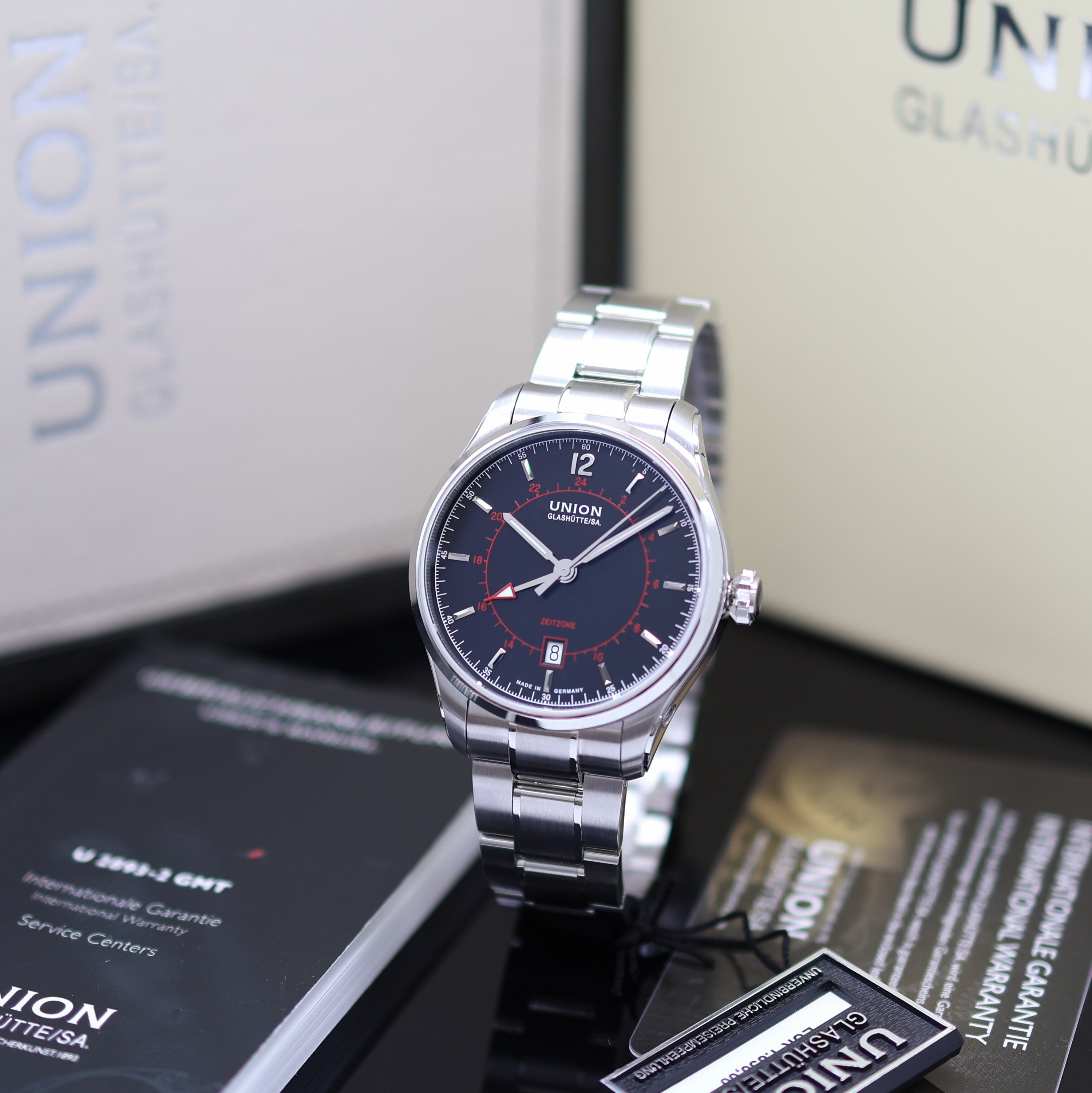 Image 27118677 - UNION GLASHÜTTE Belisar GMT ungetragene Armbanduhr Referenz D009.429.11.057.02, ...