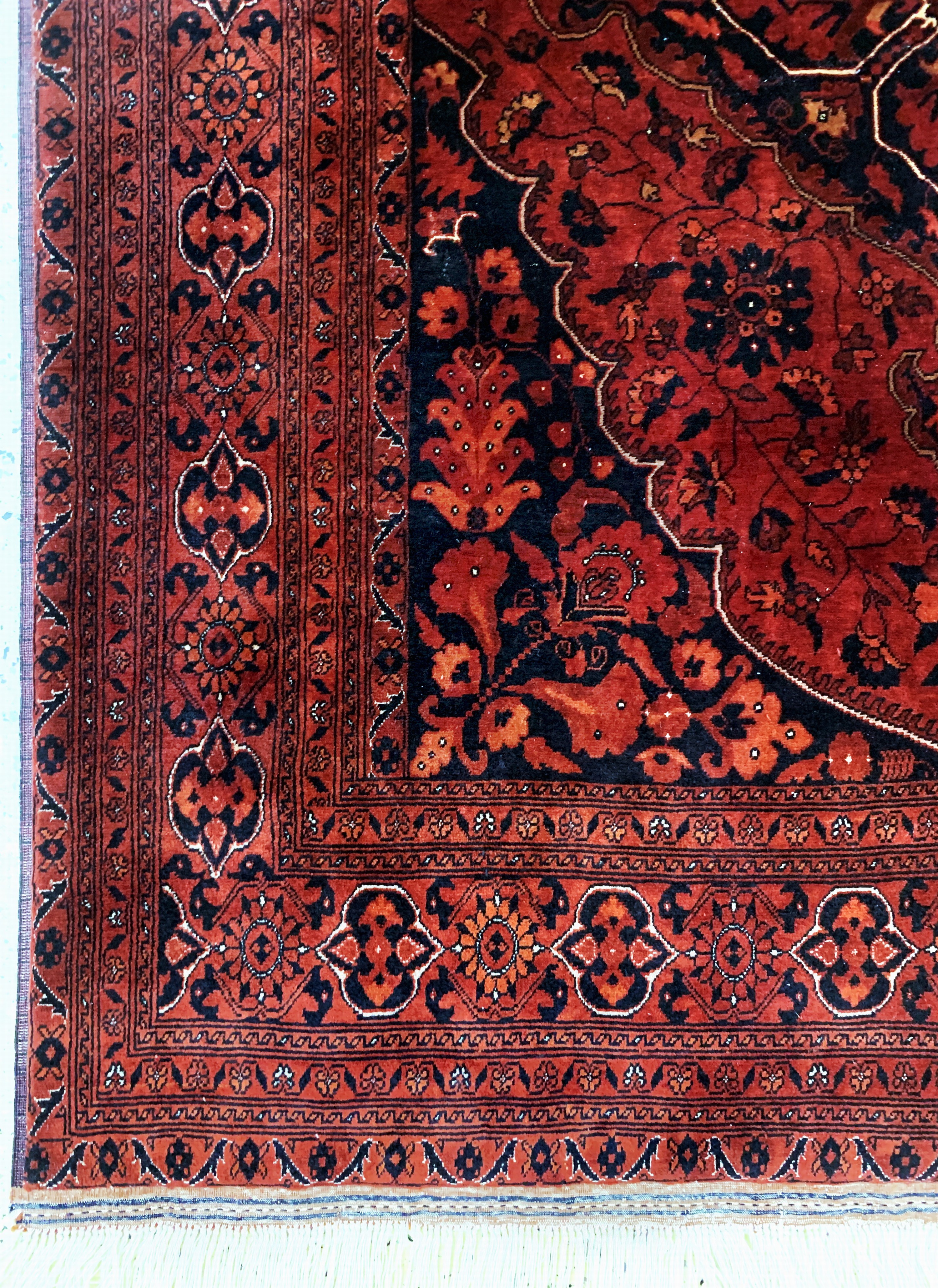 Detail a: Khalmohammadi fein, Afghanistan, Ende 20.Jhd, Korkwolle auf Wolle, ca. 195 x 158 cm,EHZ: 2