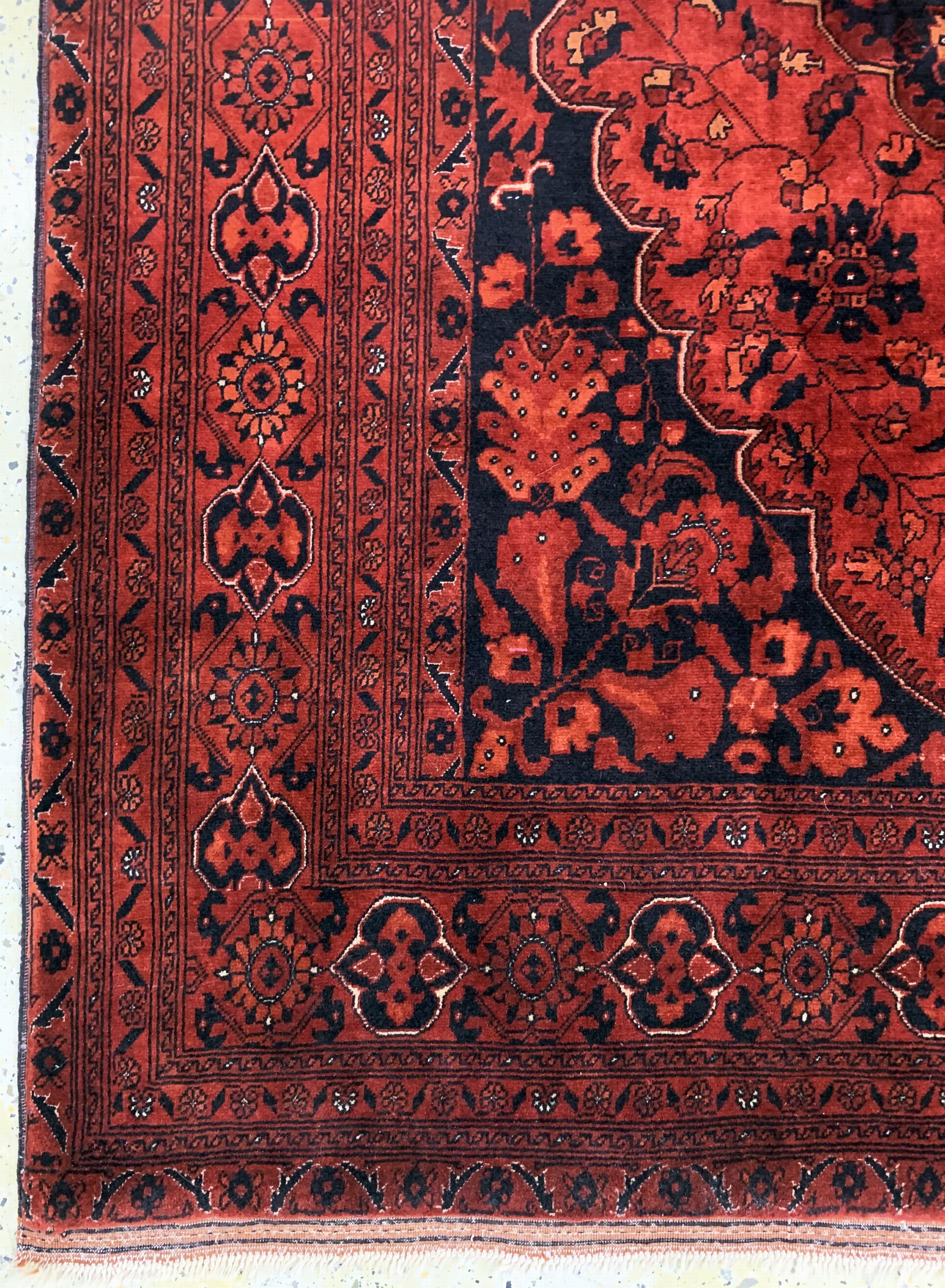 Detail c: Khalmohammadi fein, Afghanistan, Ende 20.Jhd, Korkwolle auf Wolle, ca. 195 x 158 cm,EHZ: 2
