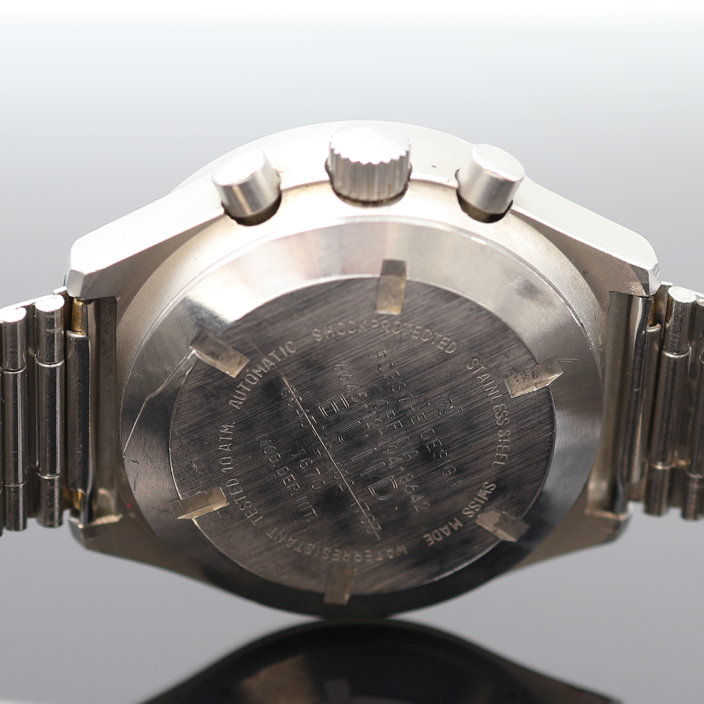 Detail f: PORSCHE DESIGN Military Chronograph der Bundeswehr in Stahl, Schweiz um 1980, Automatik, mattiertes Geh., Boden u. Krone verschr., Boden m. ...