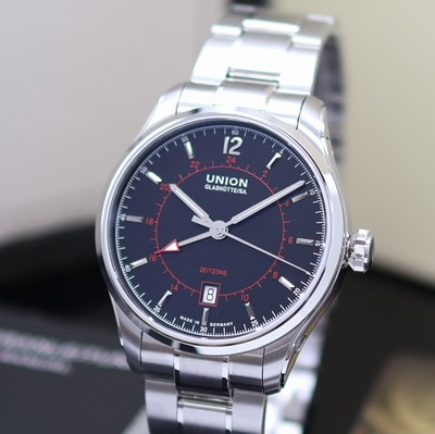 27118677a - UNION GLASHÜTTE Belisar GMT ungetragene Armbanduhr Referenz D009.429.11.057.02, ...
