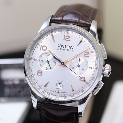 27118694a - UNION GLASHÜTTE Noramis ungetragene Armbanduhrmit Chronograph Referenz ...