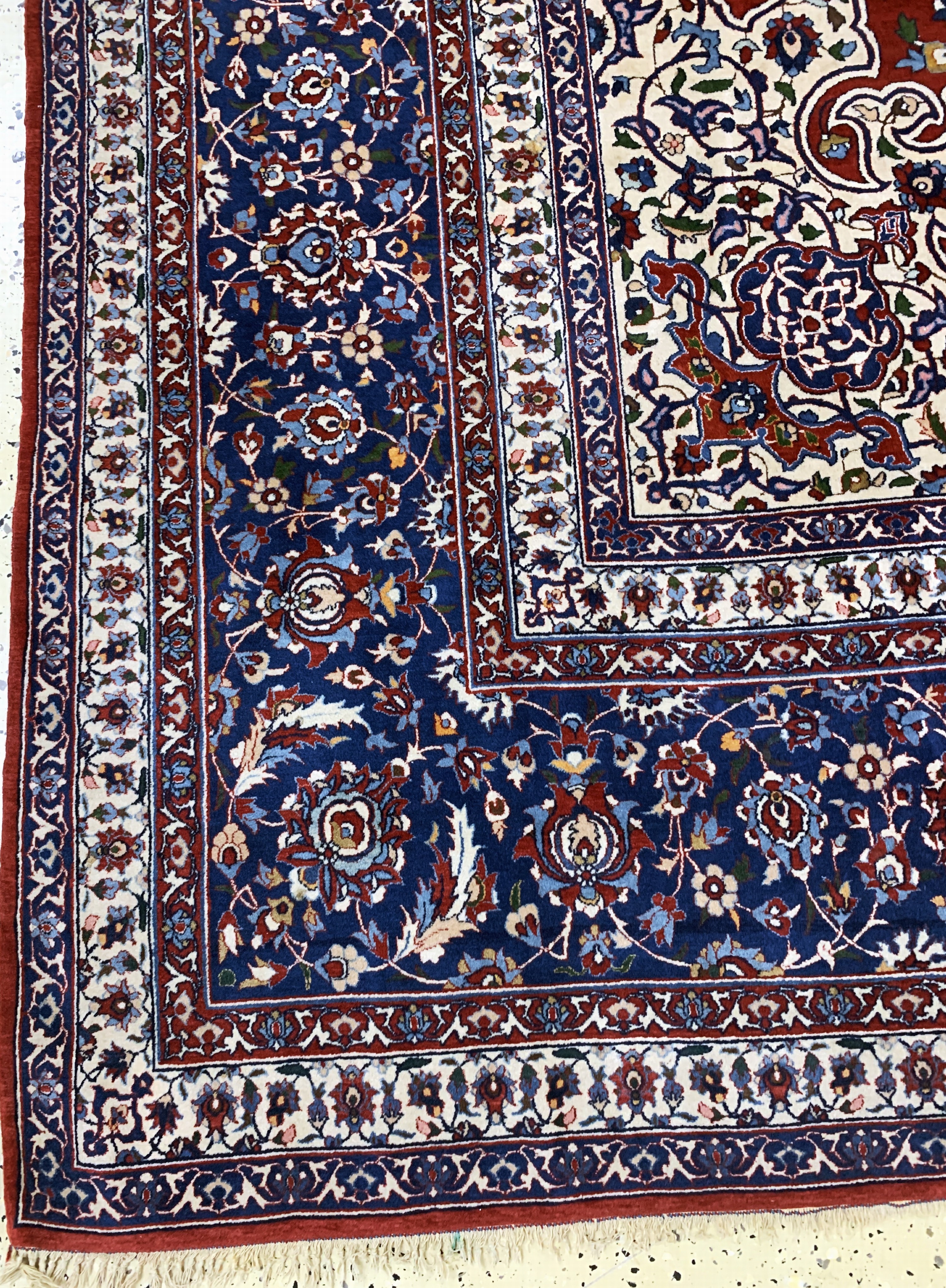 Detail c: Esfahan"Shooreshi"fein, Persien, Anfang 20.Jhd, Korkwolle auf Baumwolle, ca. 370 x 270cm, ca. 800.000 Kn/qm, EHZ: 2-3