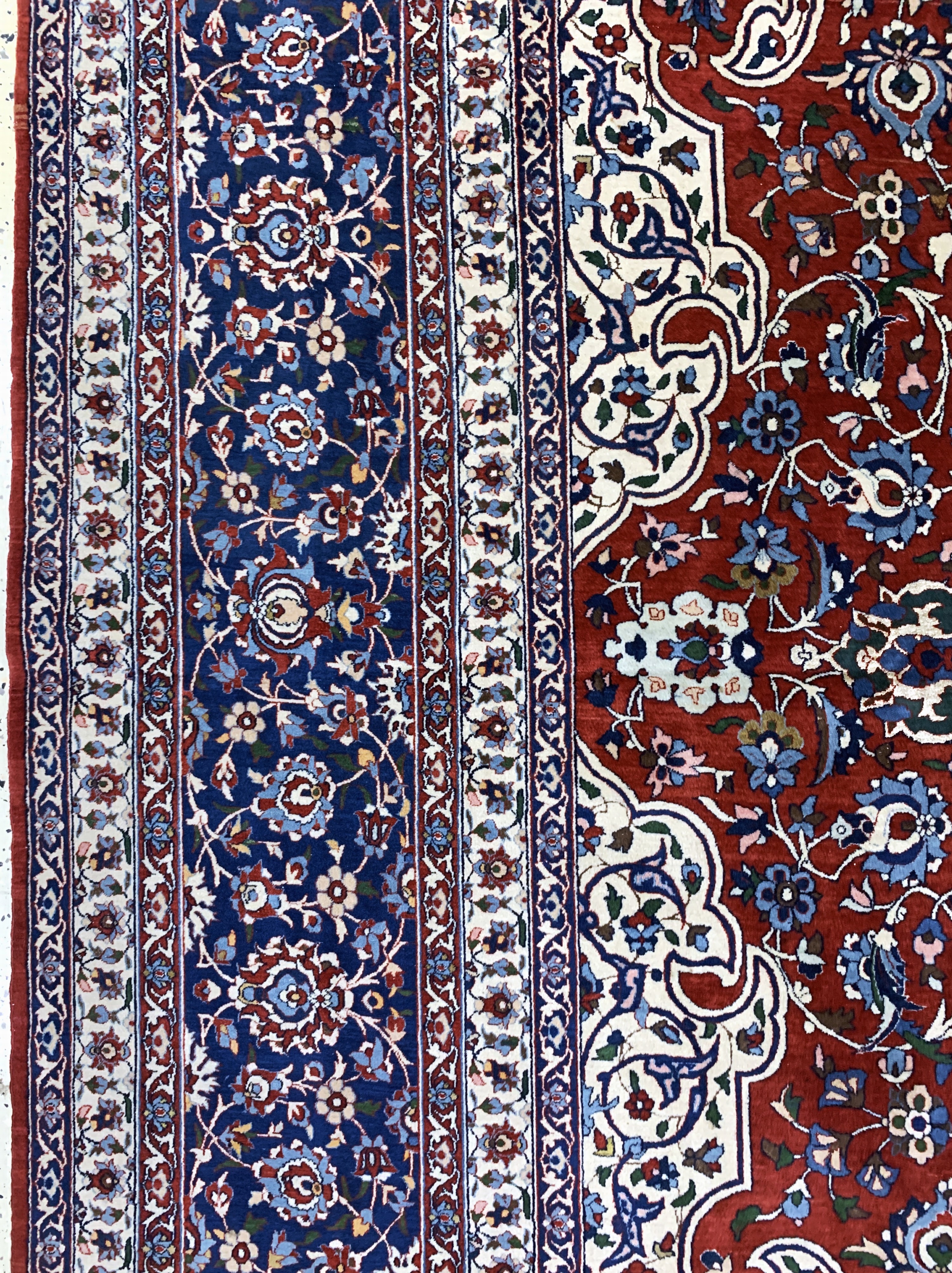 Detail d: Esfahan"Shooreshi"fein, Persien, Anfang 20.Jhd, Korkwolle auf Baumwolle, ca. 370 x 270cm, ca. 800.000 Kn/qm, EHZ: 2-3