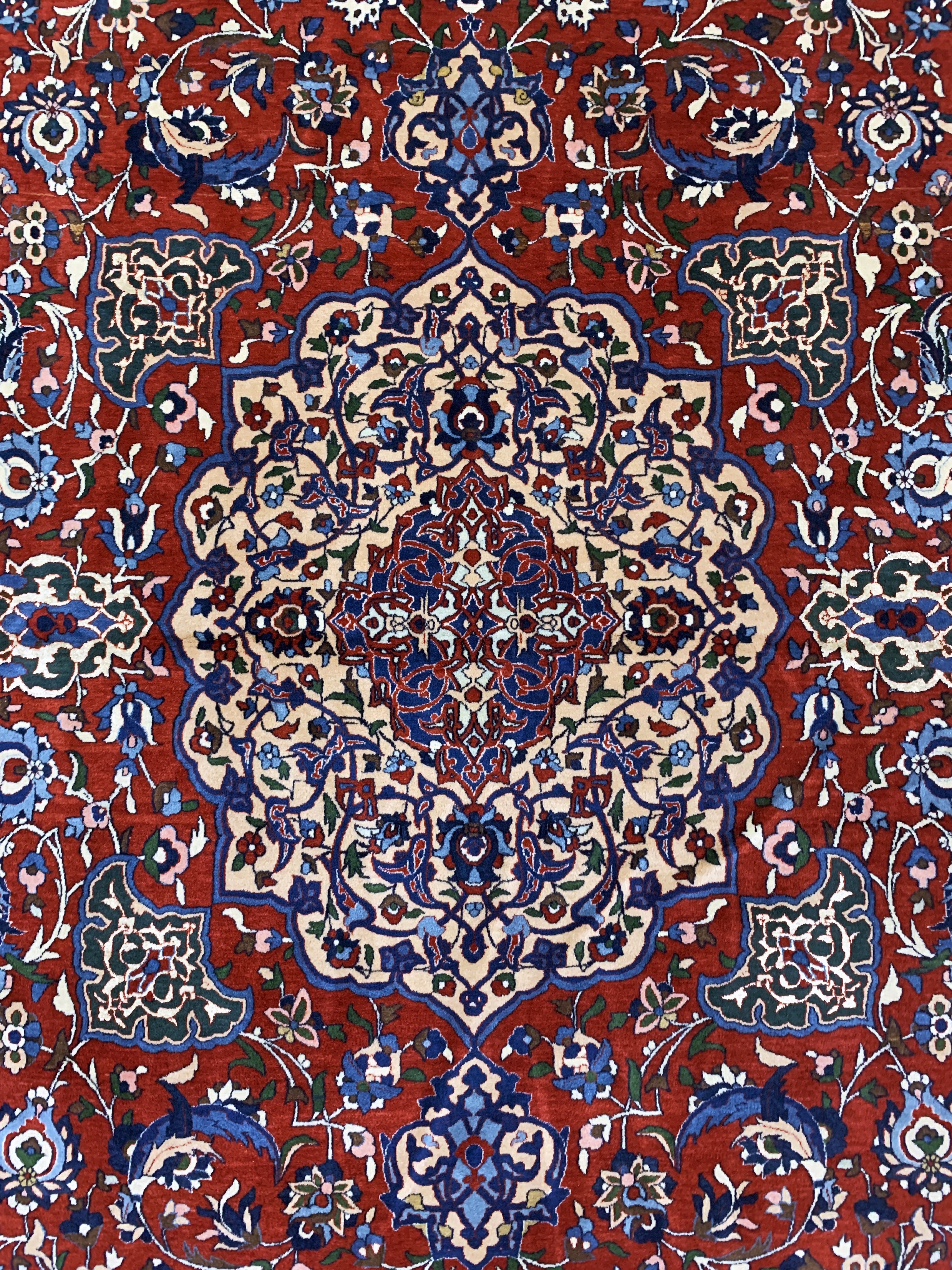 Detail e: Esfahan"Shooreshi"fein, Persien, Anfang 20.Jhd, Korkwolle auf Baumwolle, ca. 370 x 270cm, ca. 800.000 Kn/qm, EHZ: 2-3