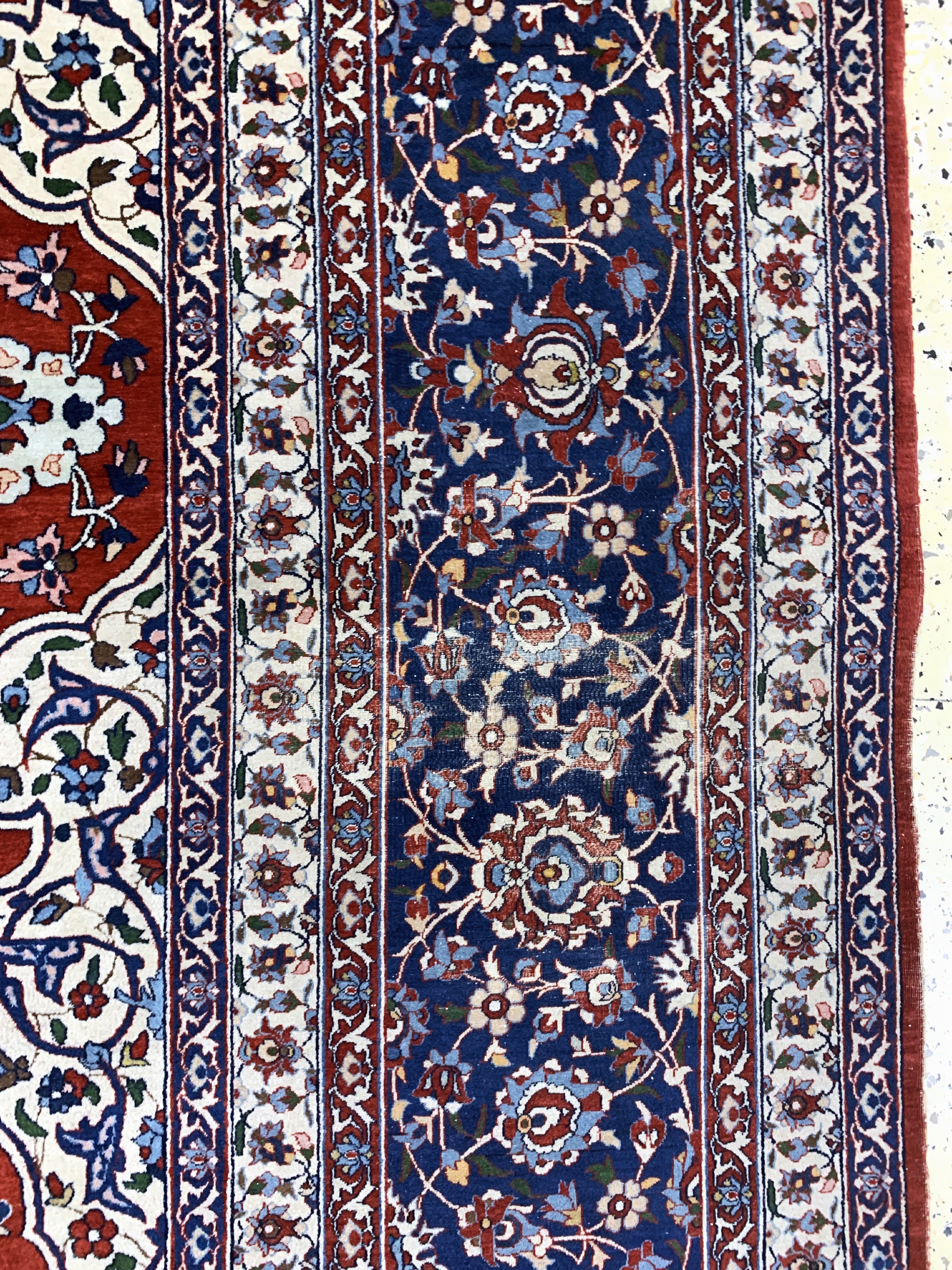 Detail g: Esfahan"Shooreshi"fein, Persien, Anfang 20.Jhd, Korkwolle auf Baumwolle, ca. 370 x 270cm, ca. 800.000 Kn/qm, EHZ: 2-3