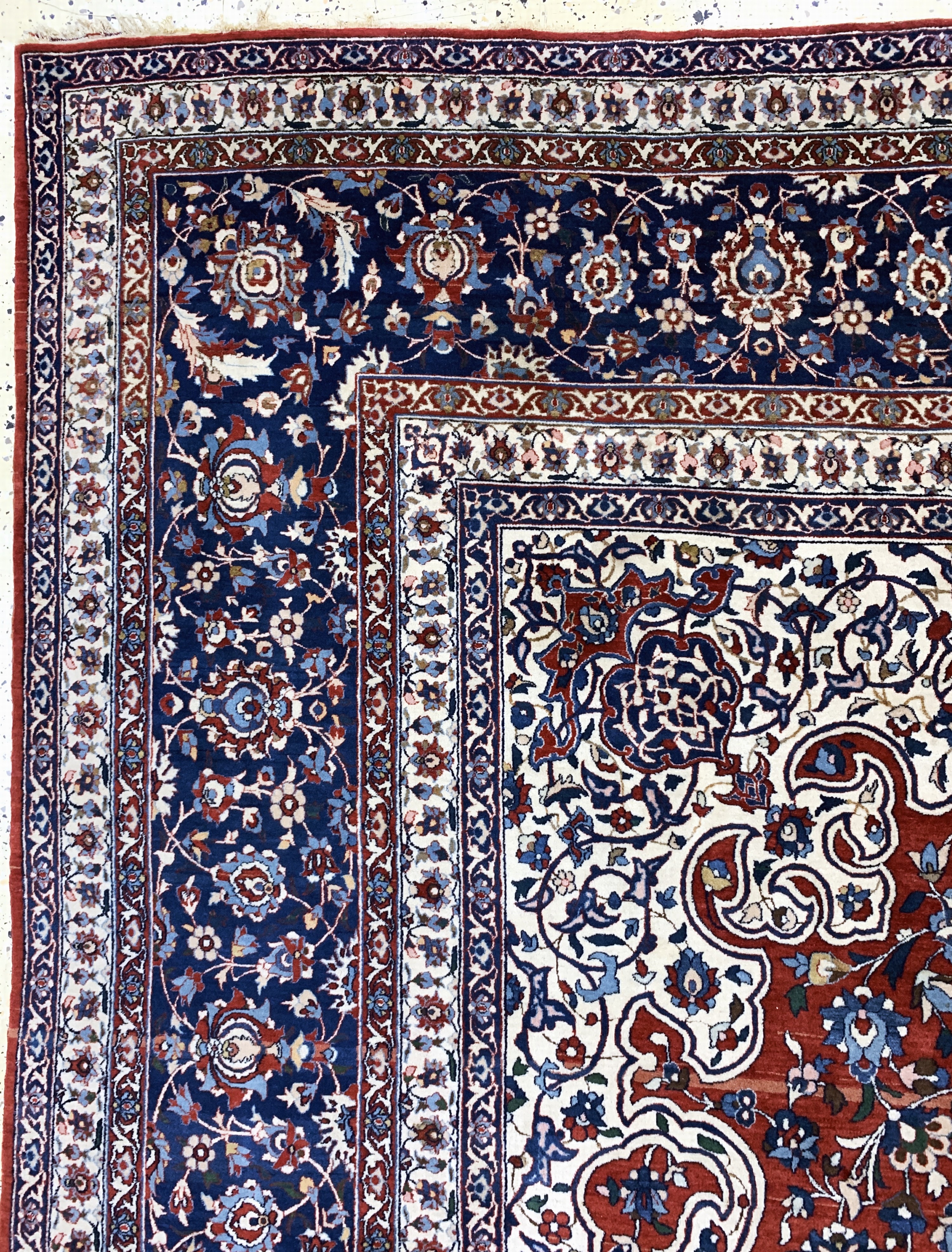 Detail h: Esfahan"Shooreshi"fein, Persien, Anfang 20.Jhd, Korkwolle auf Baumwolle, ca. 370 x 270cm, ca. 800.000 Kn/qm, EHZ: 2-3