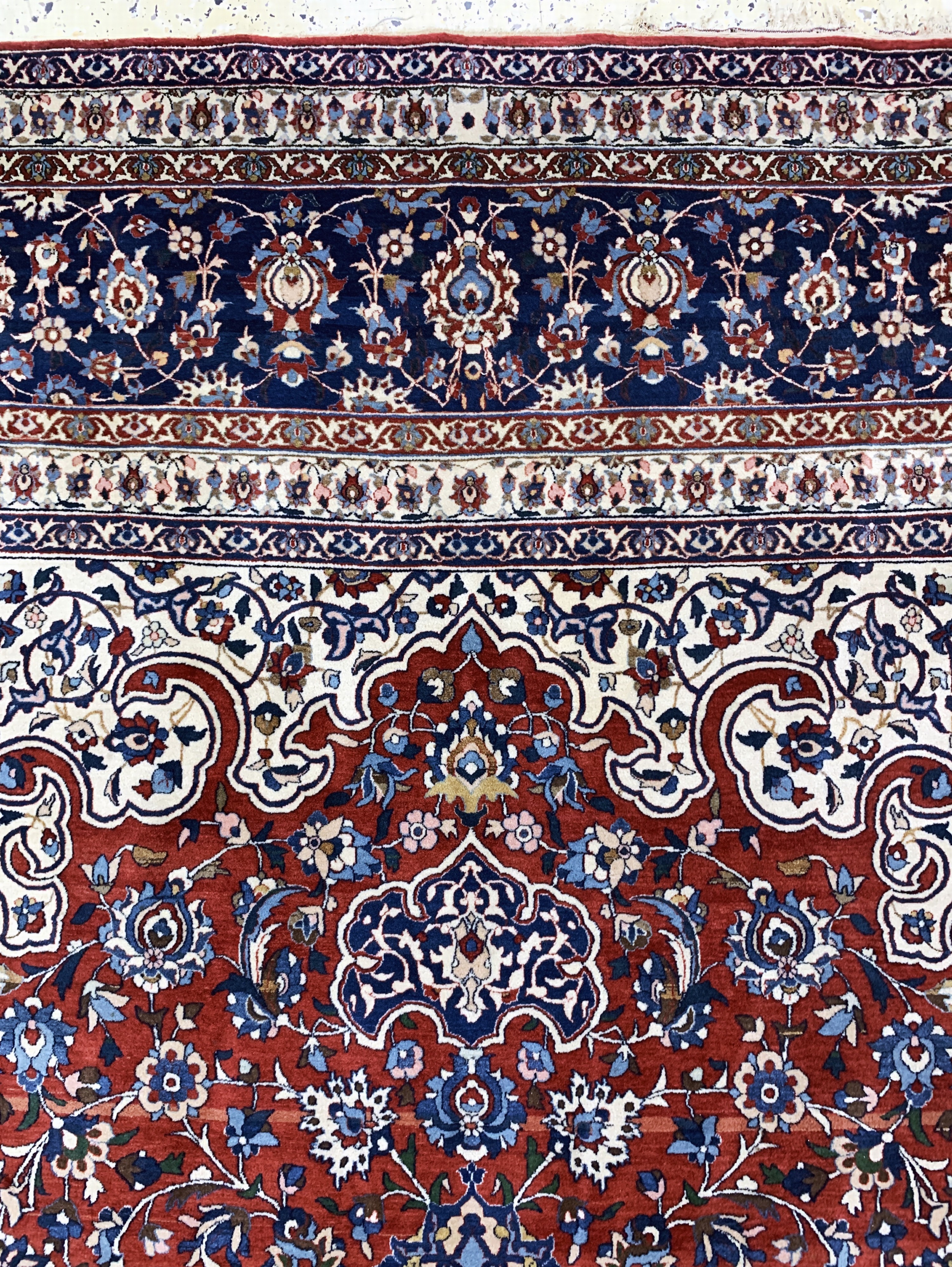 Detail i: Esfahan"Shooreshi"fein, Persien, Anfang 20.Jhd, Korkwolle auf Baumwolle, ca. 370 x 270cm, ca. 800.000 Kn/qm, EHZ: 2-3