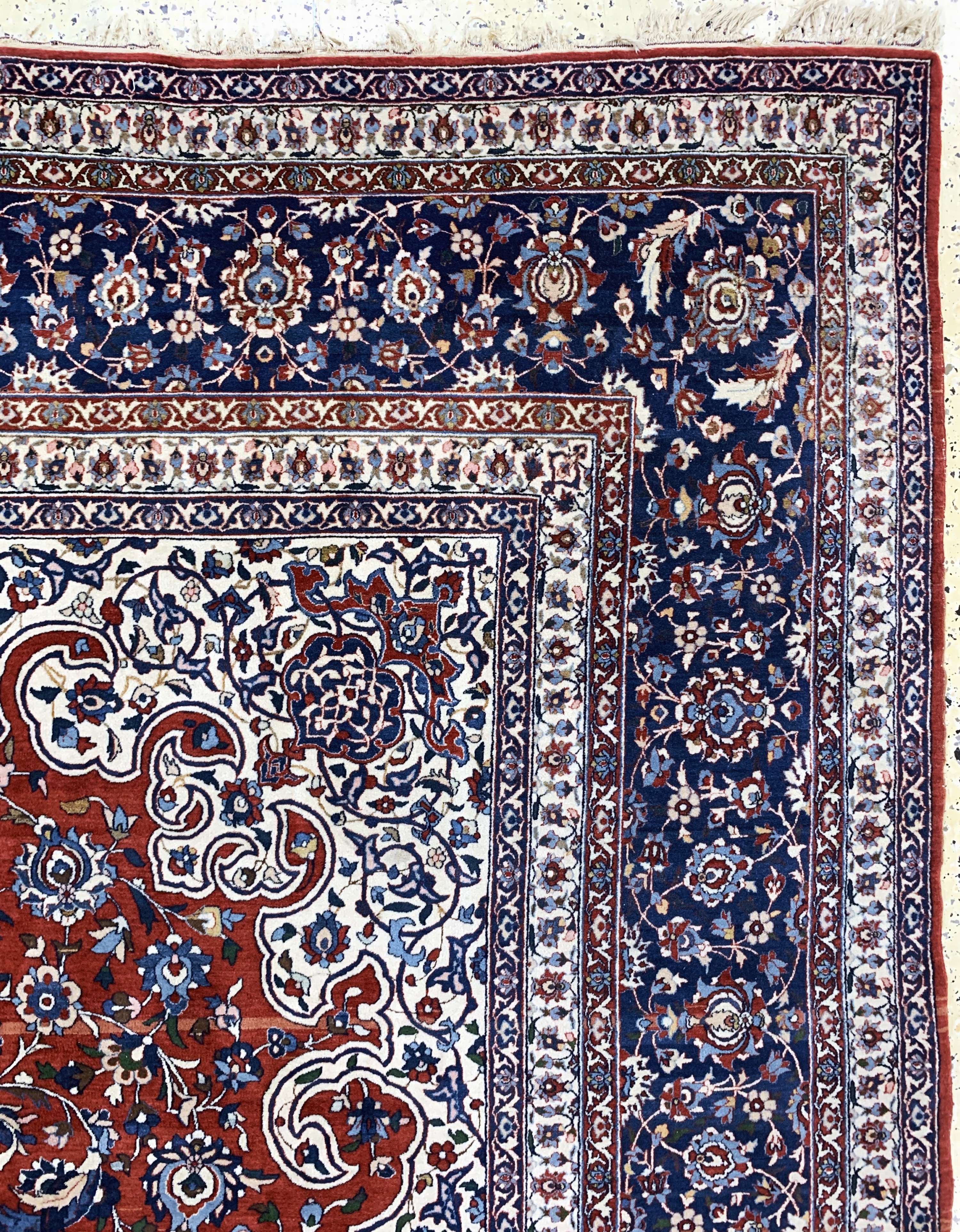 Detail j: Esfahan"Shooreshi"fein, Persien, Anfang 20.Jhd, Korkwolle auf Baumwolle, ca. 370 x 270cm, ca. 800.000 Kn/qm, EHZ: 2-3