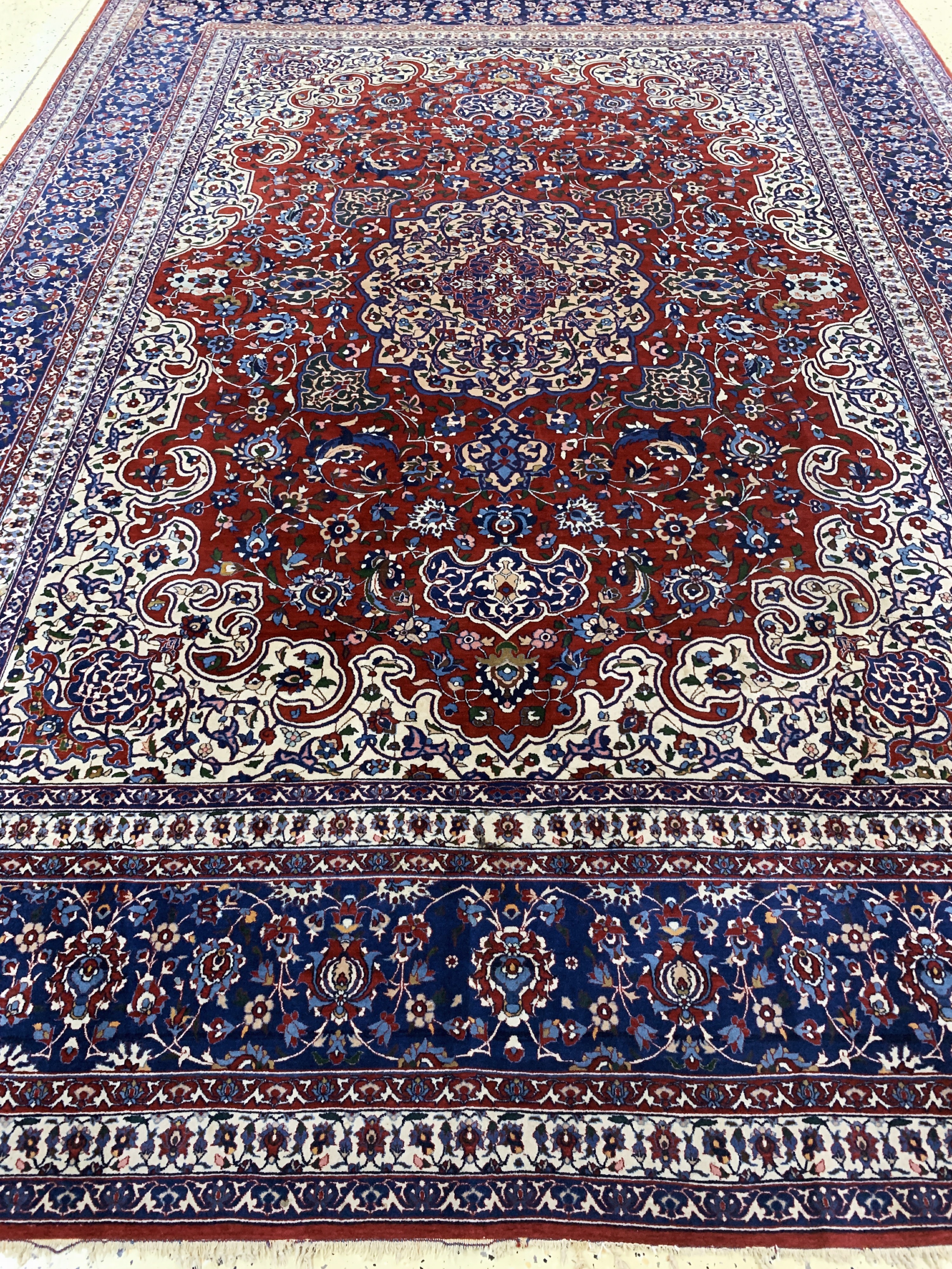 Detail k: Esfahan"Shooreshi"fein, Persien, Anfang 20.Jhd, Korkwolle auf Baumwolle, ca. 370 x 270cm, ca. 800.000 Kn/qm, EHZ: 2-3